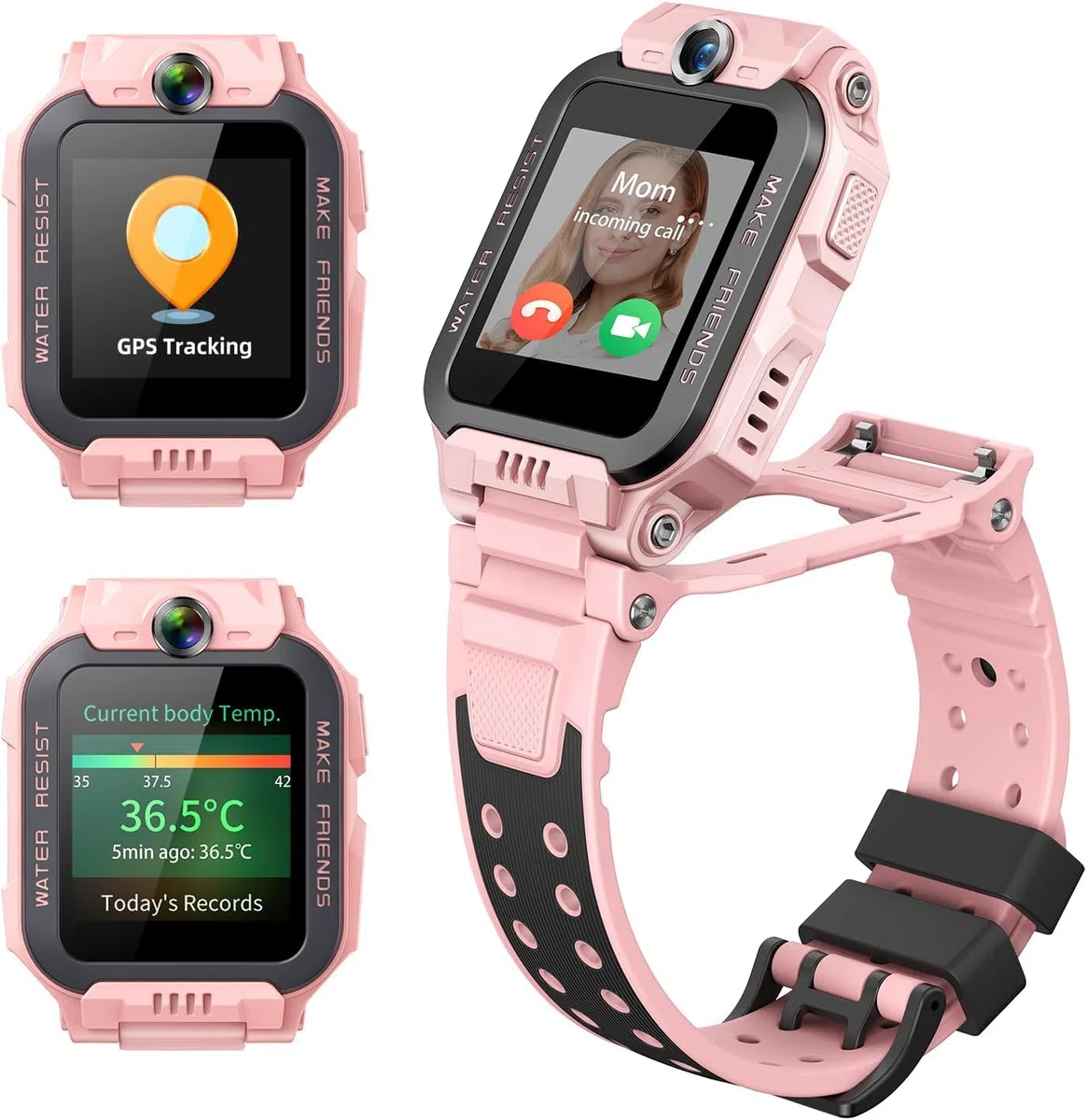 imoo Z7 Smartwatch Kinder, Flip-Dualkamera, Videoanruf, GPS | HD-Videoanruf, VoLTE, Chat, SIM-Slot, 5-Satelliten-GPS-Ortung, Gesundheits-Tracking, Sportmodi, SOS, IPX8, Schulmodus