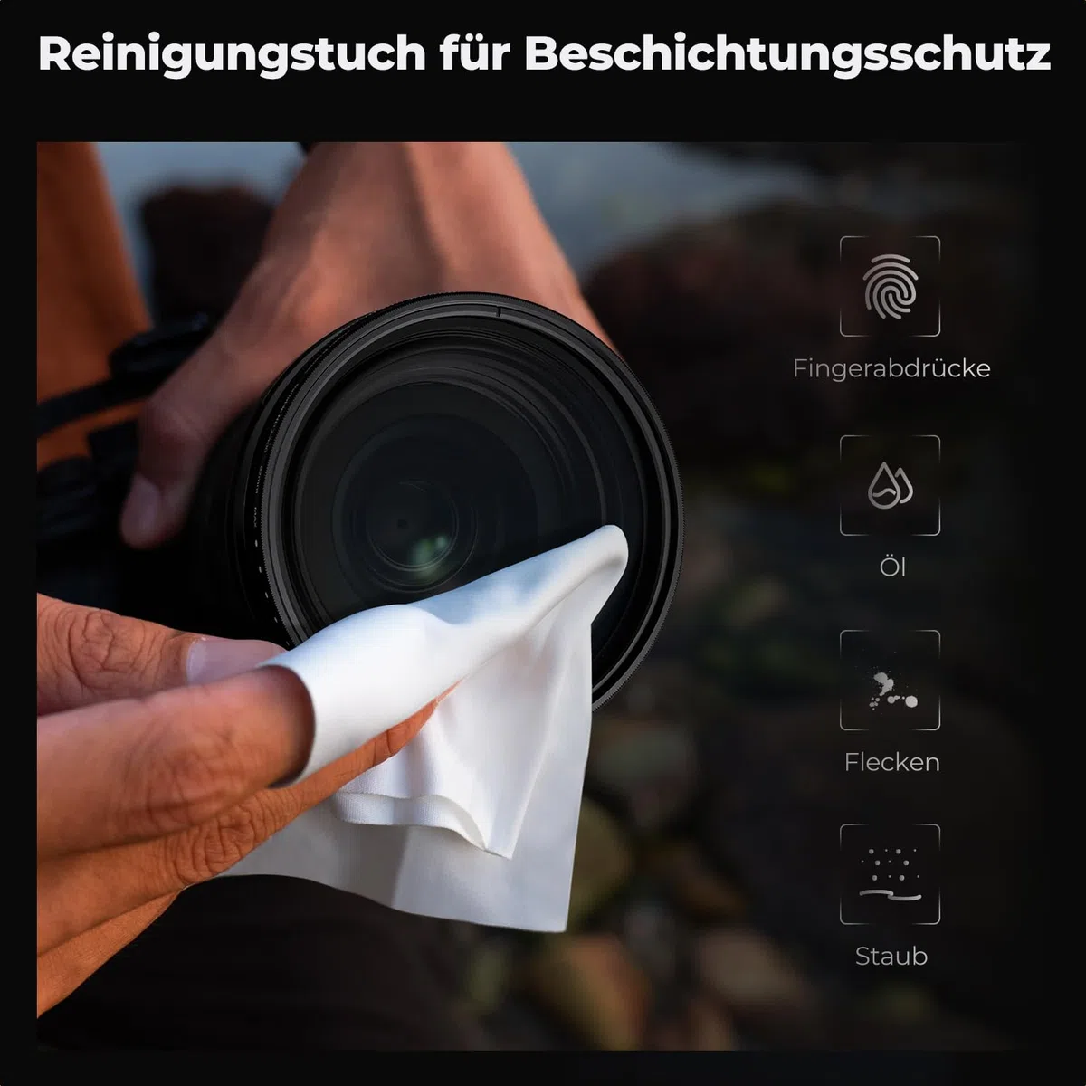 K&F CONCEPT 67mm ND Filter Variabler Graufilter ND2-ND400 (1-9 Blendenstufen) mit DREI Reinigungstücher für Landschaftsfotografie（Nano-Basic Serie）