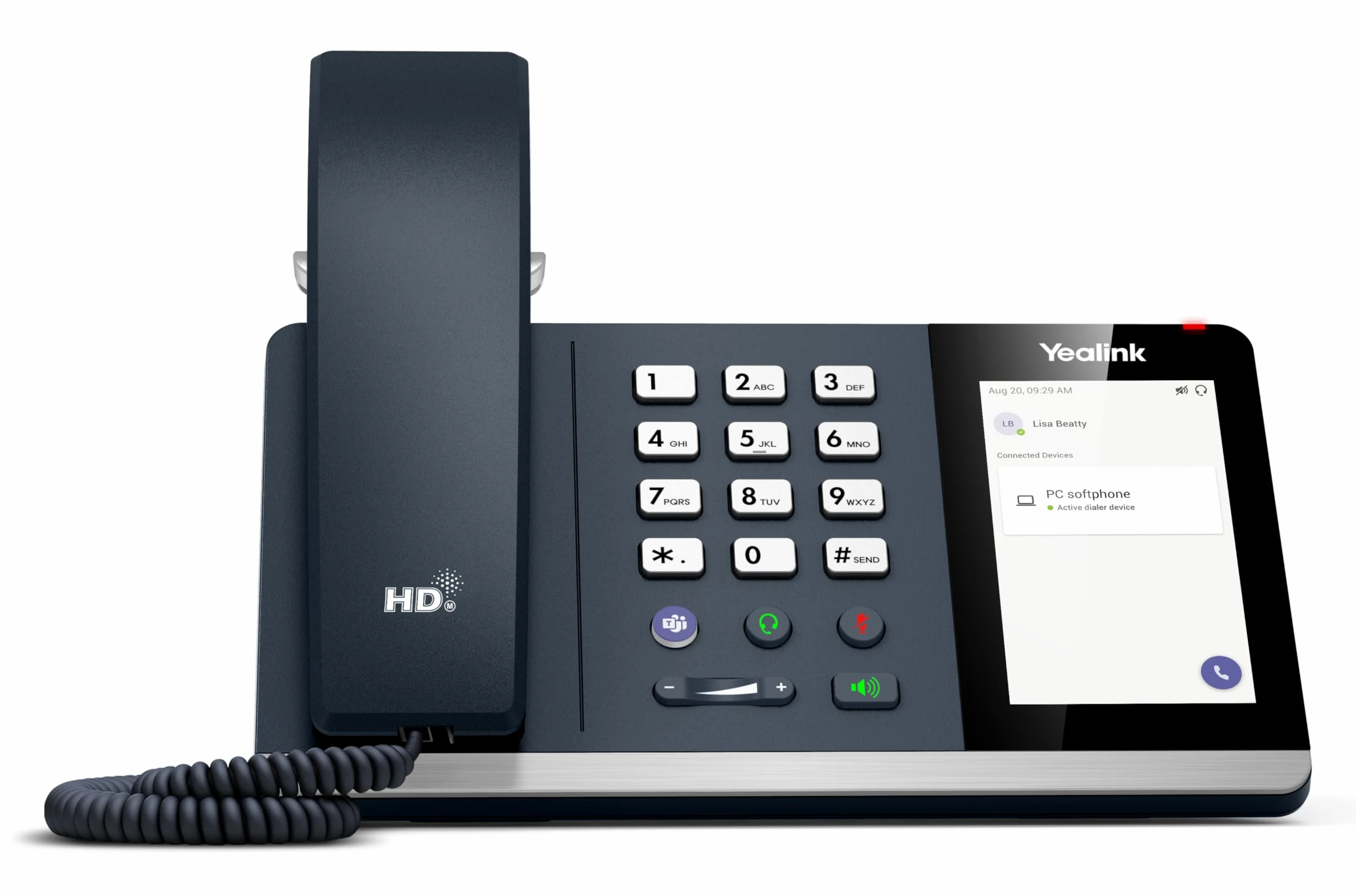Yealink MP45 Teams USB Telefon – Optimiert für Microsoft Teams, HD Voice, 4-Zoll-Touchscreen, USB