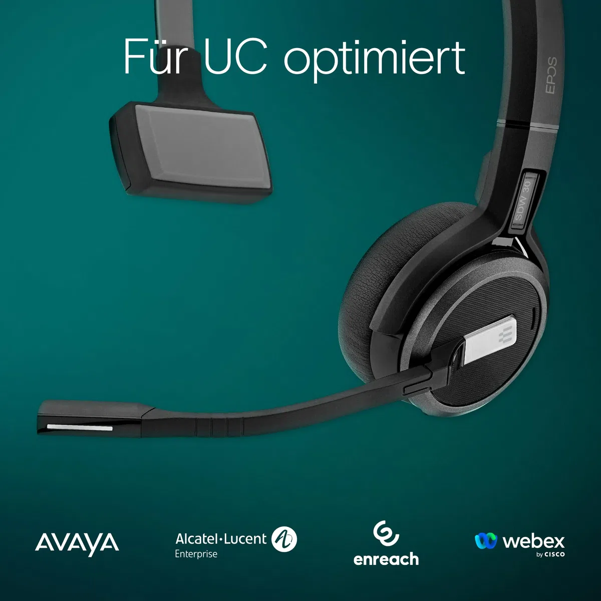 EPOS SDW 30 HS DECT-Headset - Herausragende Klangqualität, Drahtlose Bürokommunikation, Sichere DECT-Technologie, Multi-Geräte-Konnektivität, Ganztägiger