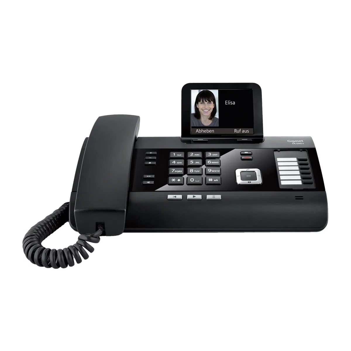 Gigaset DL500A - schnurgebundenes Telefon mit Anrufbeantworter - Büro und Haustelefon mit großem 3,5" Farbdisplay & brillantem Klang - Link2Mobile, erweiterbar mit bis zu 6 DECT-Mobilteilen, schwarz