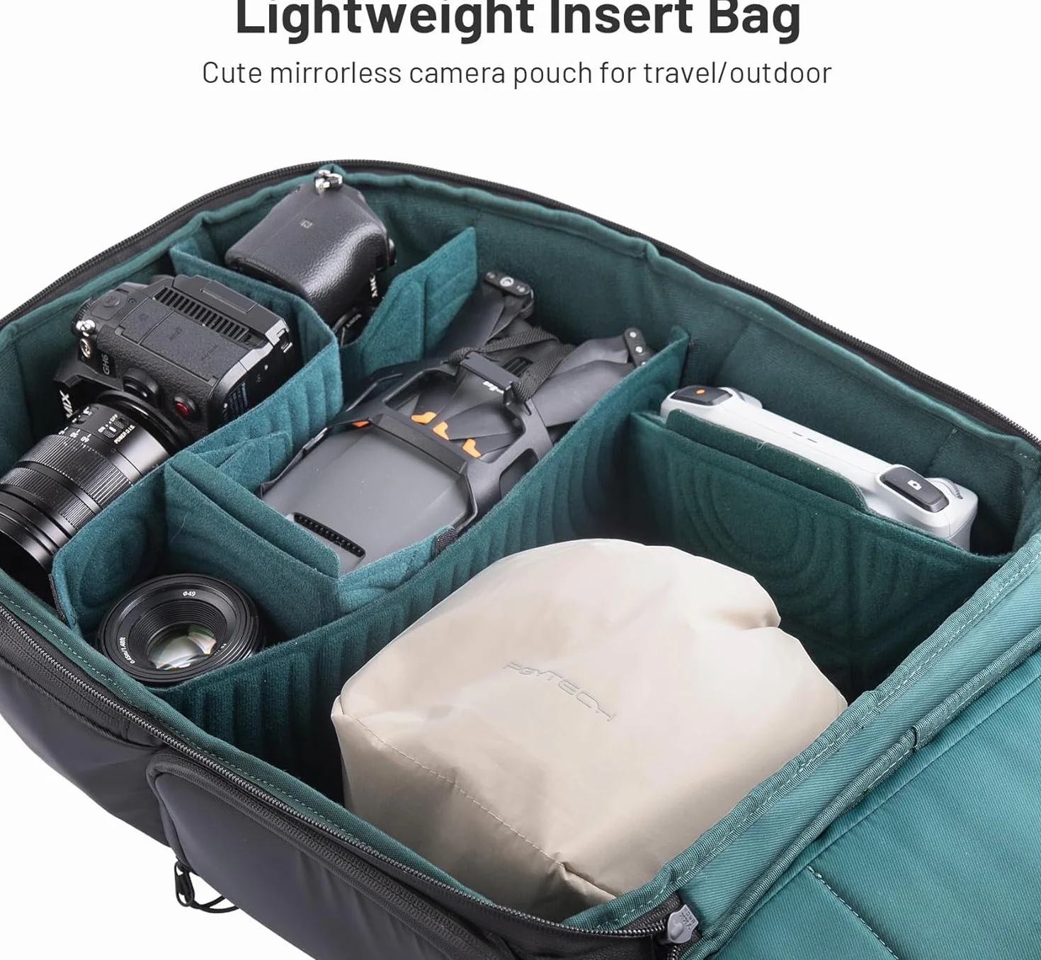 PGYTECH OneGo Kameratasche Beutel mit Kordelzug, Strassenfotografie Stylische Weiche Handetasche Schultertaschen Kompatibel mit Spiegellose Kamera Nikon/Canon/Sony/Fuji/DJI Osmo Pocket 4/3, Grün