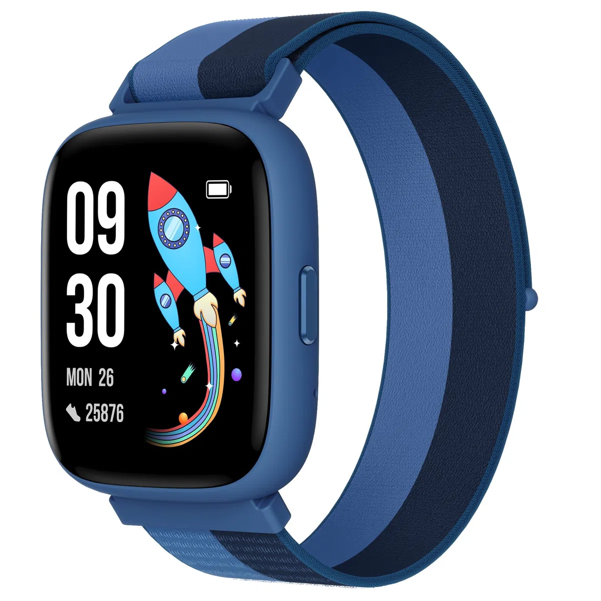 BIGGERFIVE Smartwatch Kinder 1,8" Fitness Uhr Schrittzähler 24/7 Puls IP68 Wasserdicht Schlafmonitor Wecker 5 Puzzlespiele Fitness Tracker Mädchen Jungen Teens 5-16 Nylon