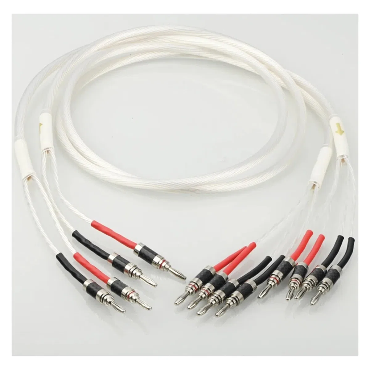 Hi-End 5N OCC versilbertes Lautsprecherkabel Bananenstecker 2to2 Single 2 bis 4 Biwire HiFi Audio Lautsprecherkabel(Biwire Version,4 m)