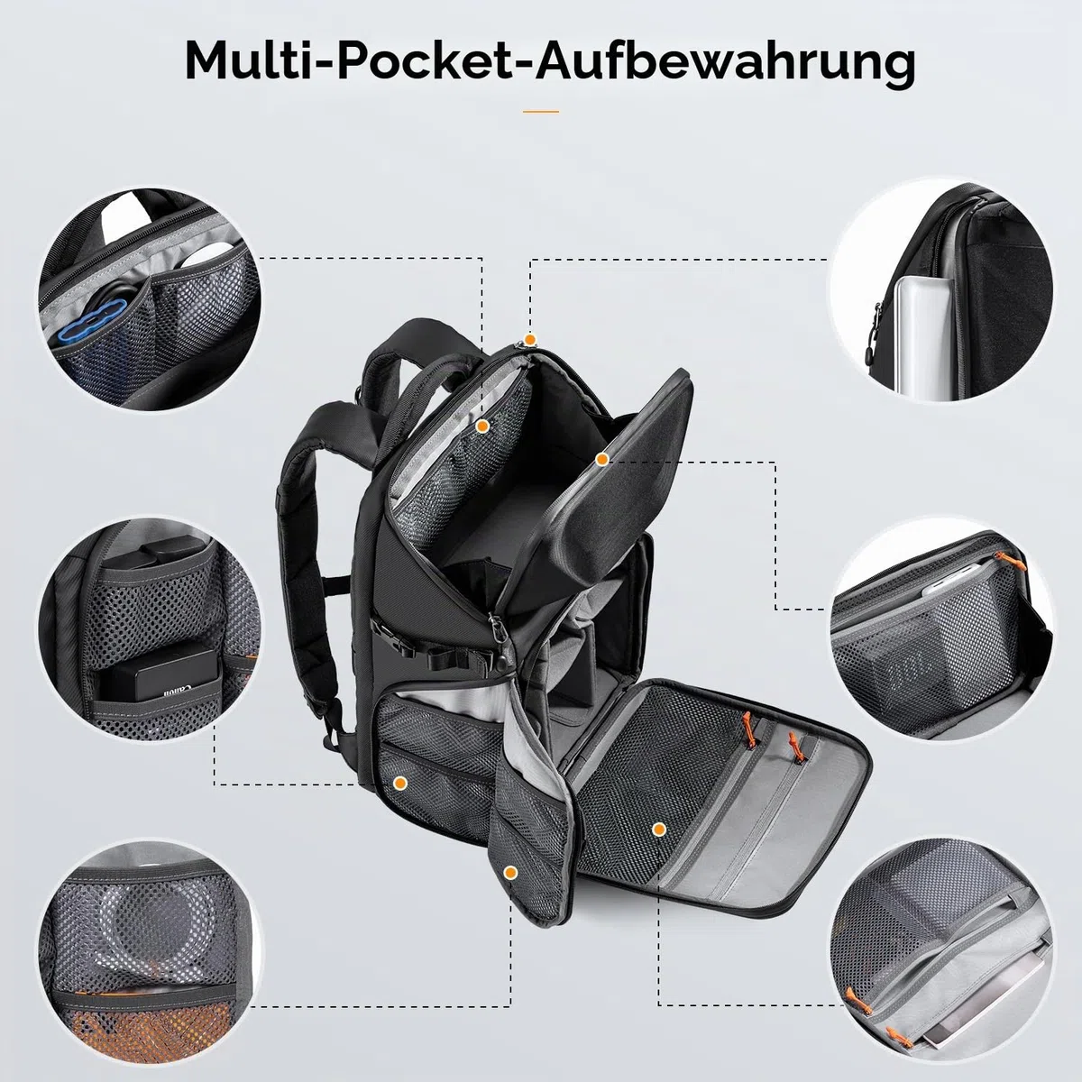 K&F CONCEPT Kamerarucksack, Fotorucksack Wasserdicht Spiegelreflex DSLR Camera Bag für Spiegelreflexkameras Digital, Multifunktionale Kameratasche für DSLR-Kameras (20L)