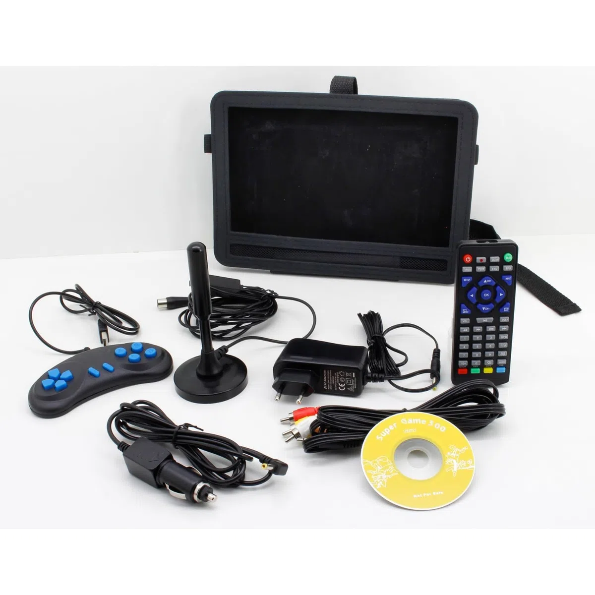 Soundmaster PDB1910SW tragbarer DVD-Player 10.1" / 25,9 cm DVB-T2 HD-Tuner USB/SD 300 Spiele eingebauter Akku Schwenkbildschirm