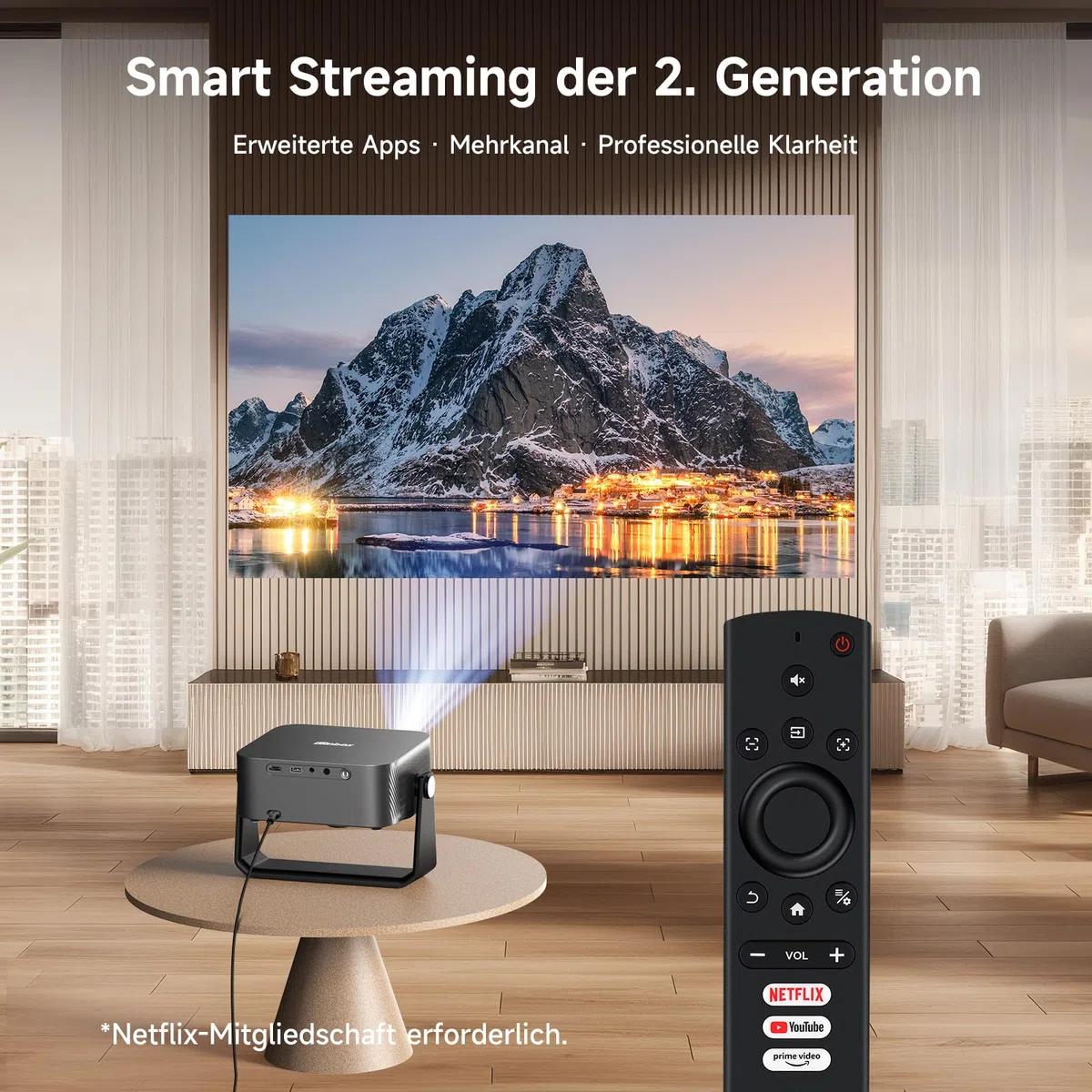 iSinbox 4K Outdoor Beamer mit Netflix, 2x15W Dolby Audio, Autofokus | Schwenkbarer Ständer, 6D Keystone,1500 ANSI HDR10+ Mobiler Projector Heimkino, Garten & Camping