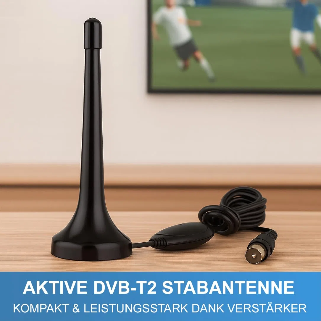 Megasat T644 DVB-T2 Receiver + aktive Zimmerantenne, HDTV für frei Empfangbare DVB-T2 Sender + netshop 25 HDMI Kabel