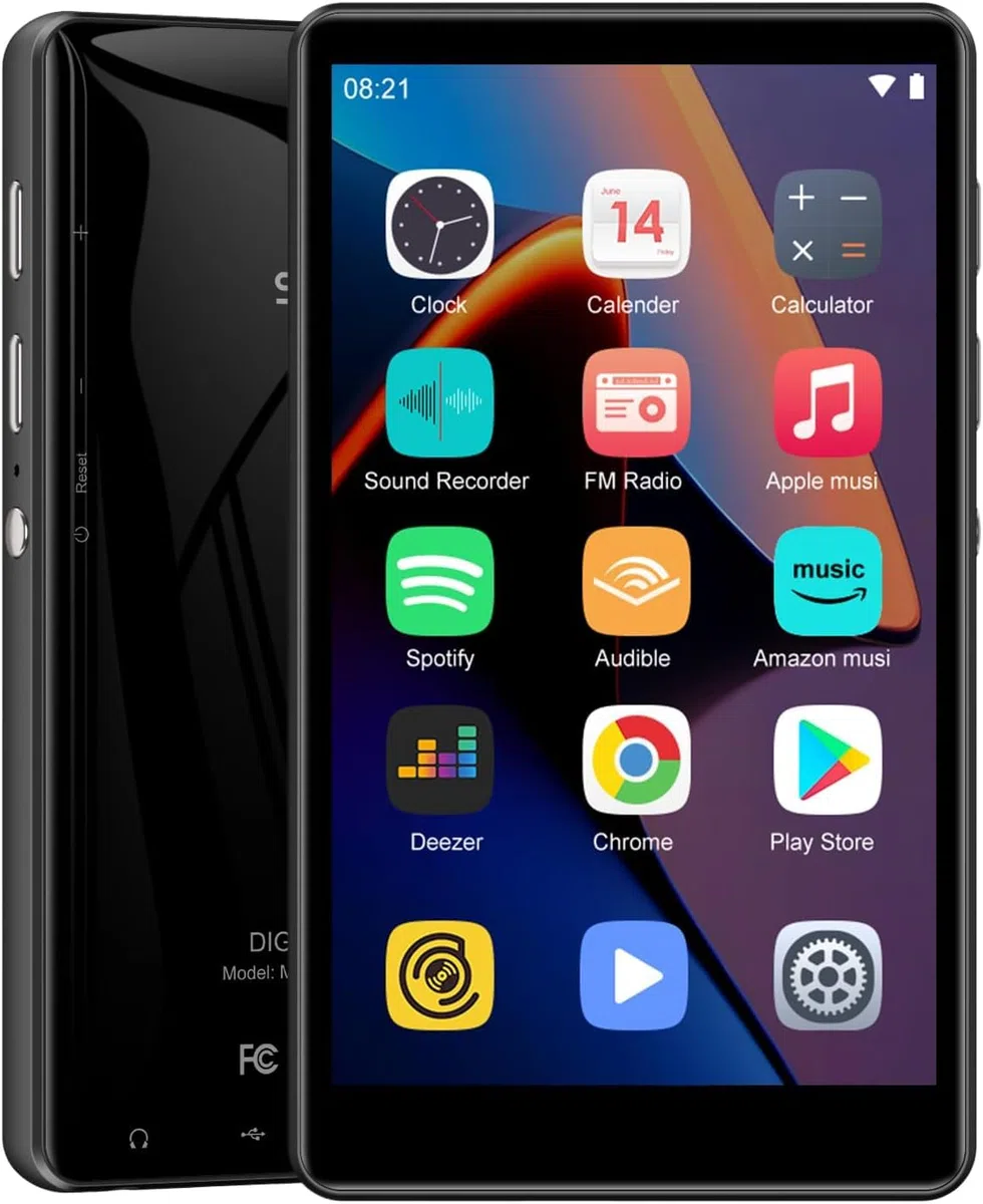 SWOFY Android MP3 & MP4 Player, 4,0-Zoll-Touchscreen mit Bluetooth & WLAN, unterstützt Spotify, Pandora, Amazon Music, Libby, Audible und Browser, Speicher erweiterbar bis 1TB, Schwarz