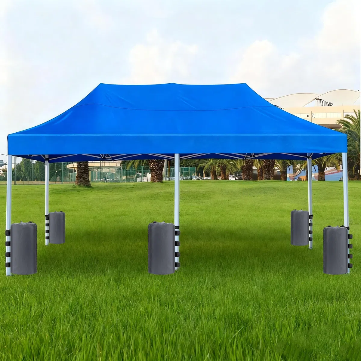 4er Set Wassergewichtstasche 10 Liter 500D Standfuß Sandsäcke Pavillonstandfüße mit Wasser befüllbar Baldachin-Gewichtssack für Outdoor Pavillons Gartenzelte Festzelte (Grau)
