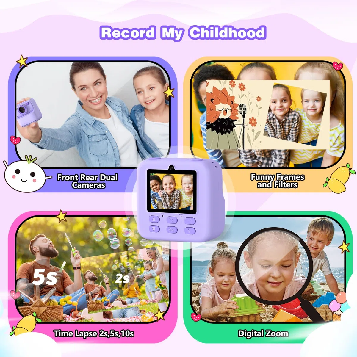 Masterbee Sofortbildkamera Digitalkamera Kinder 1080P HD Video Geschenk Mädchen Jungen 3-12 Jahre