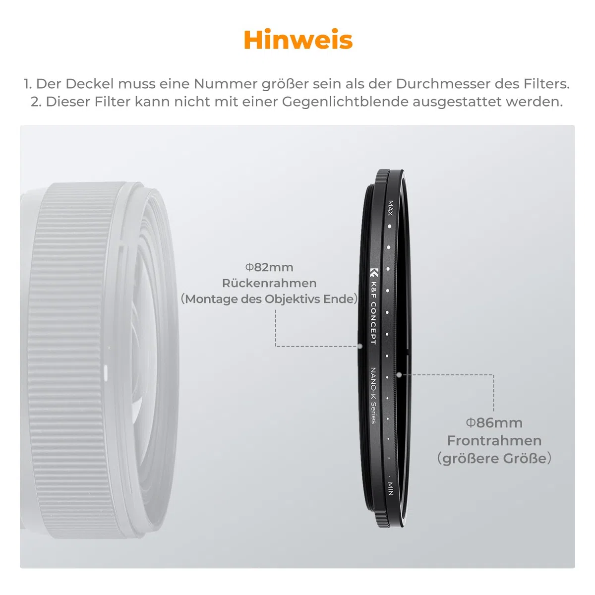 K&F CONCEPT Nano K-Serie ND Filter 67mm Variabler Graufilter ND2-ND2000 (1-11 Blendenstufen)