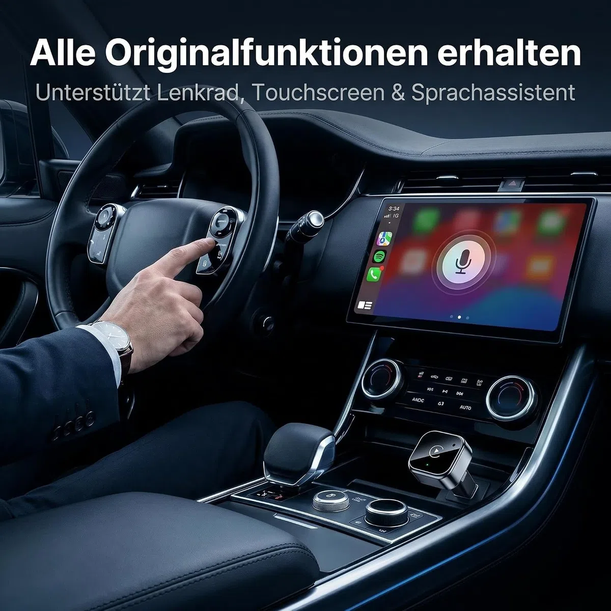 2 in 1 Wireless CarPlay Adapter, 5,8GHz Wi-Fi Niedrige Latenz, Stabile Verbindung für Verkabelte Werksautos
