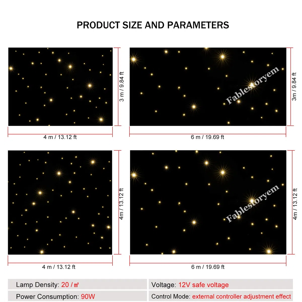 LED-Stern-Lichtvorhang-Hintergrund für Hochzeits- und DJ-Events, steuerbarer Stoffhintergrund, 3 x 4 m, Bühnendekoration für Partys und Clubs