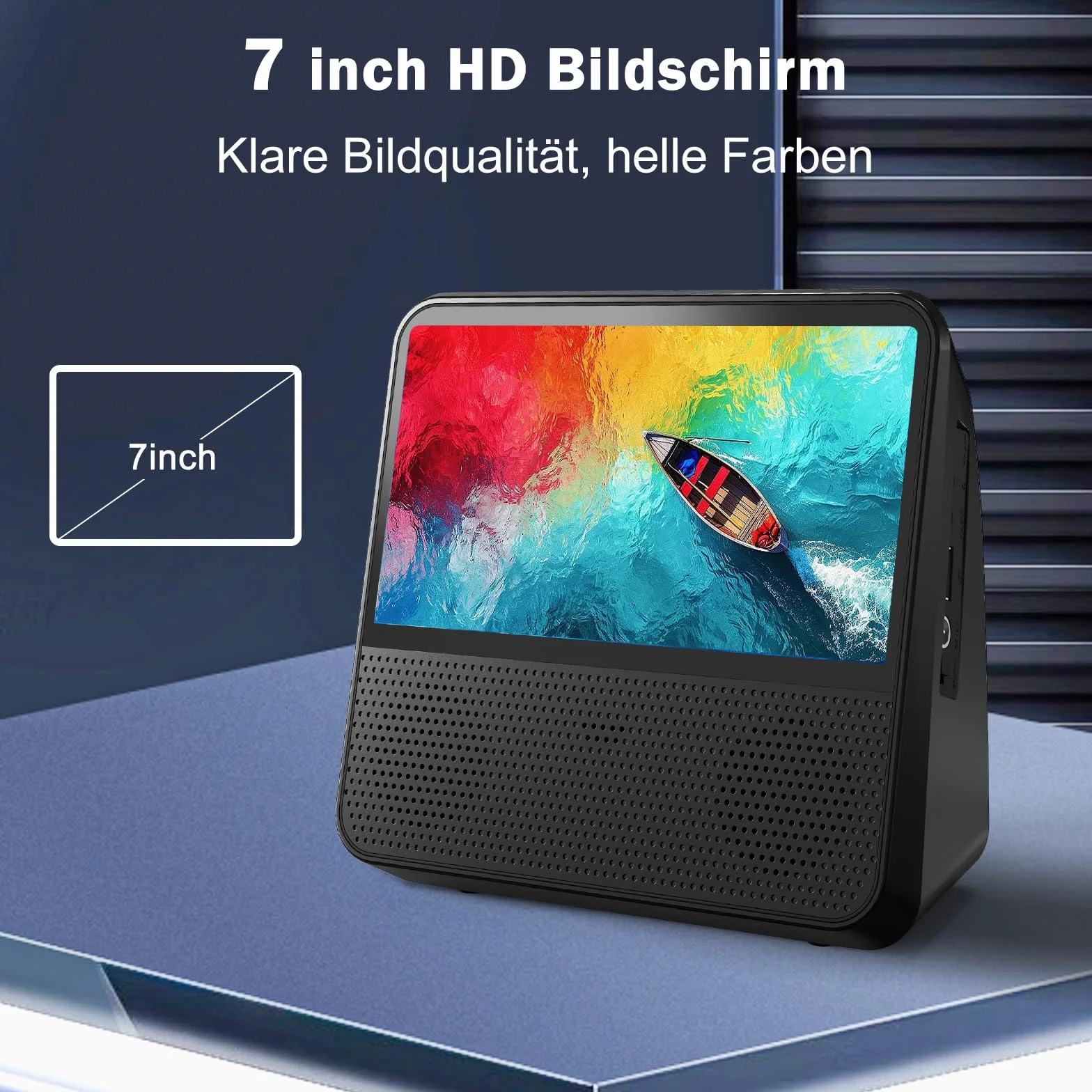 Tragbarer DVD-Player mit 7-Zoll-Bildschirm，4000mAh Akku (Laufzeit über 6 Stunden) – Bluetooth/USB/AV, Verstellbare Helligkeit, Region Free DVD Player Portable – Ideal für Fernseher, Reisen & Auto