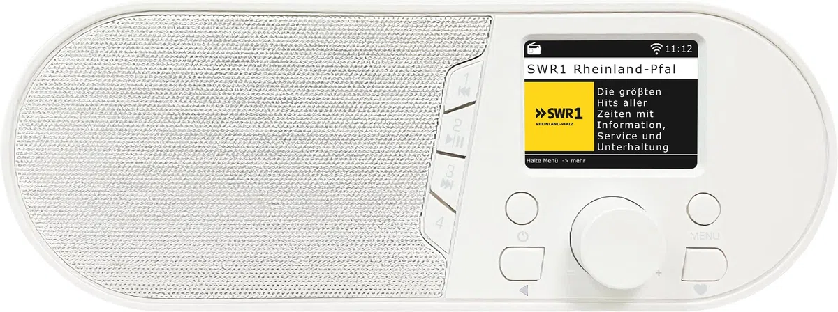 TELESTAR TOP IR 50 – Internetradio, Bluetooth Audio-Streaming – Weiß | 7 W, USB-Aufnahmefunktion, Stationstasten am Gerät, Dimmfunktion, Nachtmodus, Hotelmodus, Fernbedienung