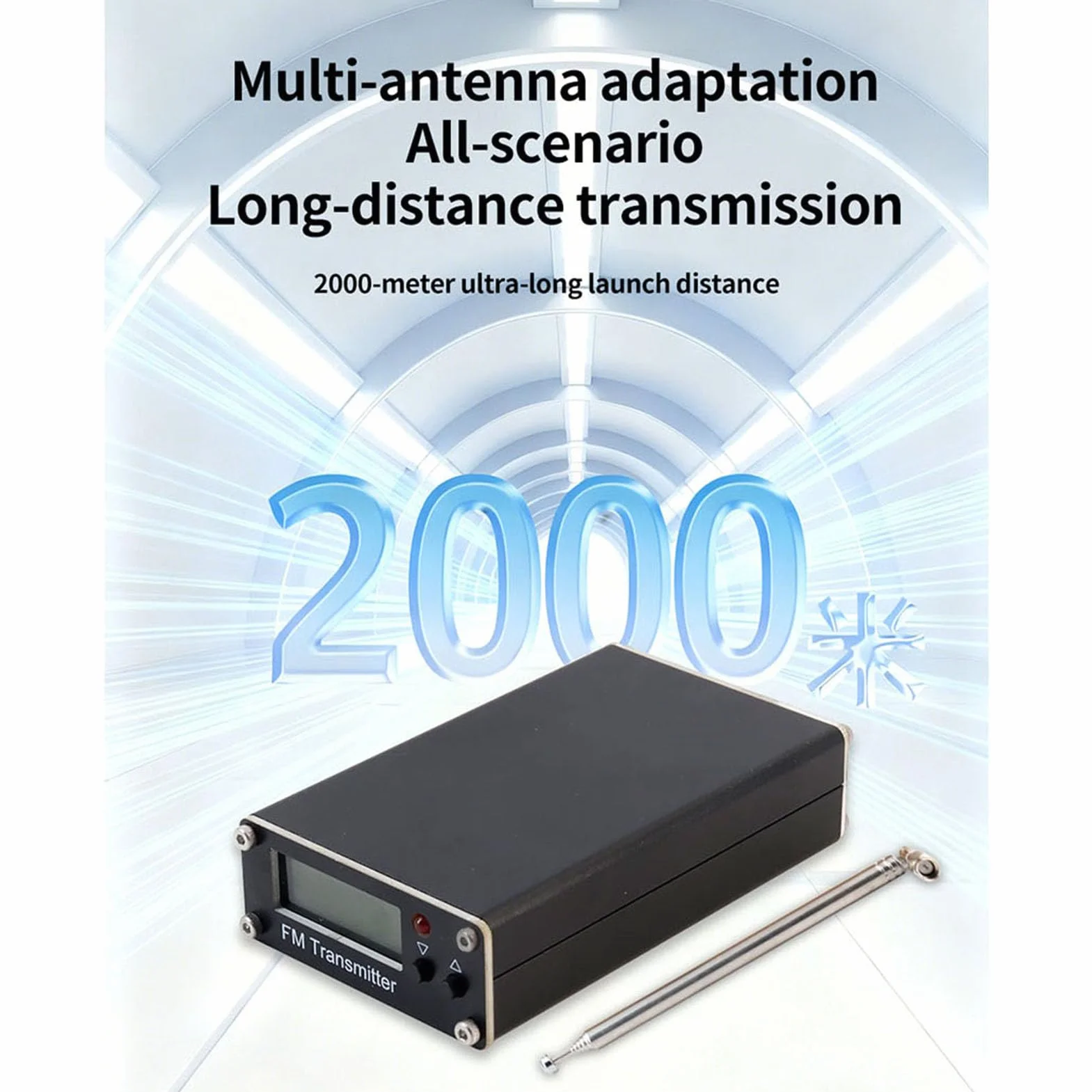 Jectse Digitales FM-Sendermodul, 2000 M 500 MW FM-Stereosender, 3,5-mm-Anschluss, USB-C-Anschluss, für Kleine -Radiosender, Telefon, PC, MP3 (Black)
