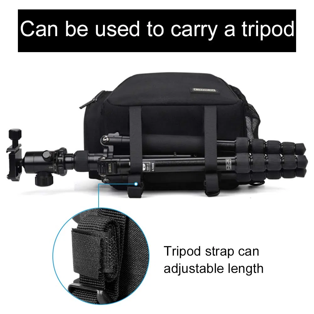 CADeN Kameratasche,Kamera-Umhängetasche,Sling Kamerarucksack, Wasserdichter Fototasche mit Stativhalterung für DSLR/SLR spiegellose Kameras（Schwarz）