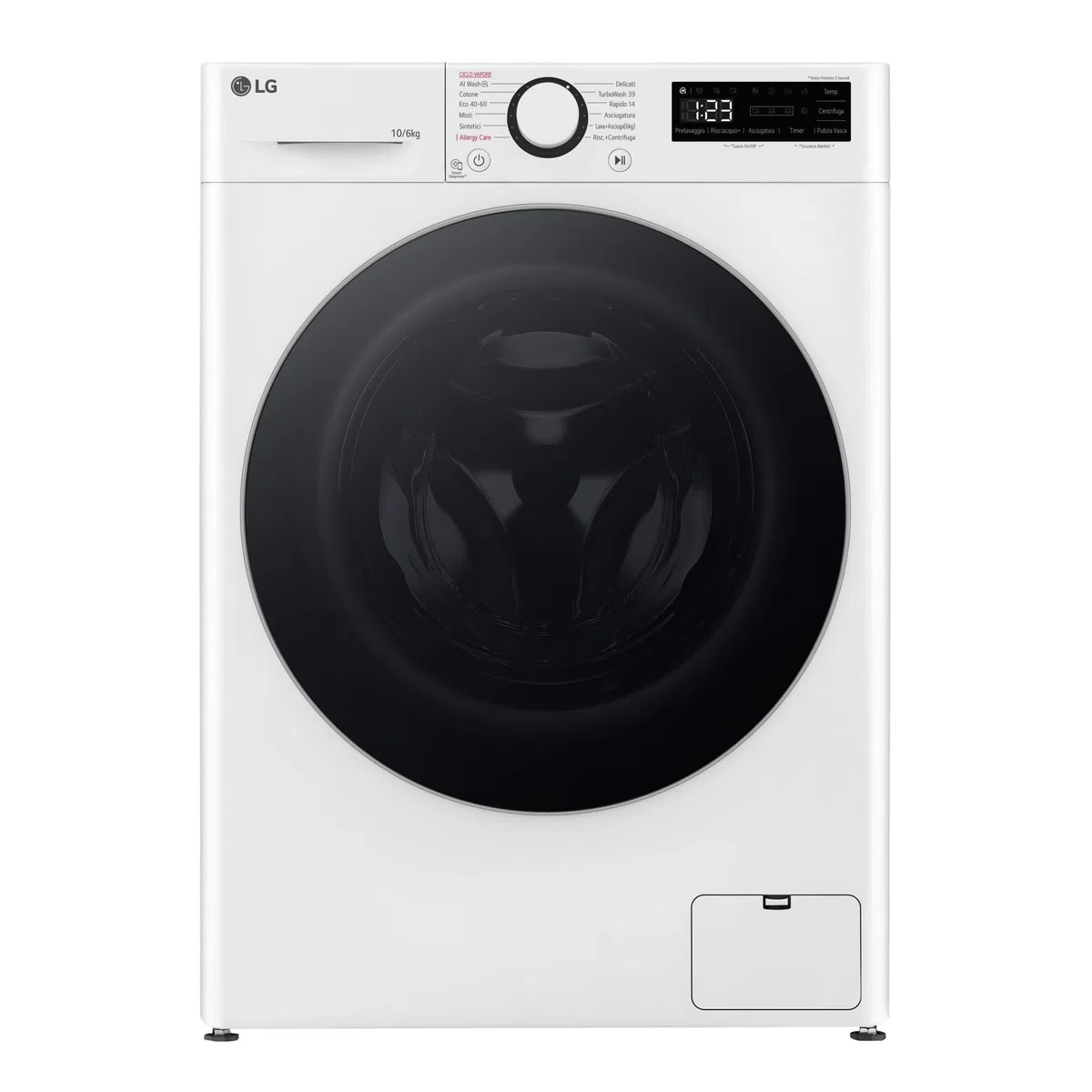 LG AI DD D4R5010TSWS Waschtrockner 10/6 kg Serie R5 Klasse D, Waschmaschine und Trockner zusammen, 1400 Umdrehungen, TurboWash360, Dampfreinigung, Eco Hybrid, Allergy Care, Inverter Direct Drive,