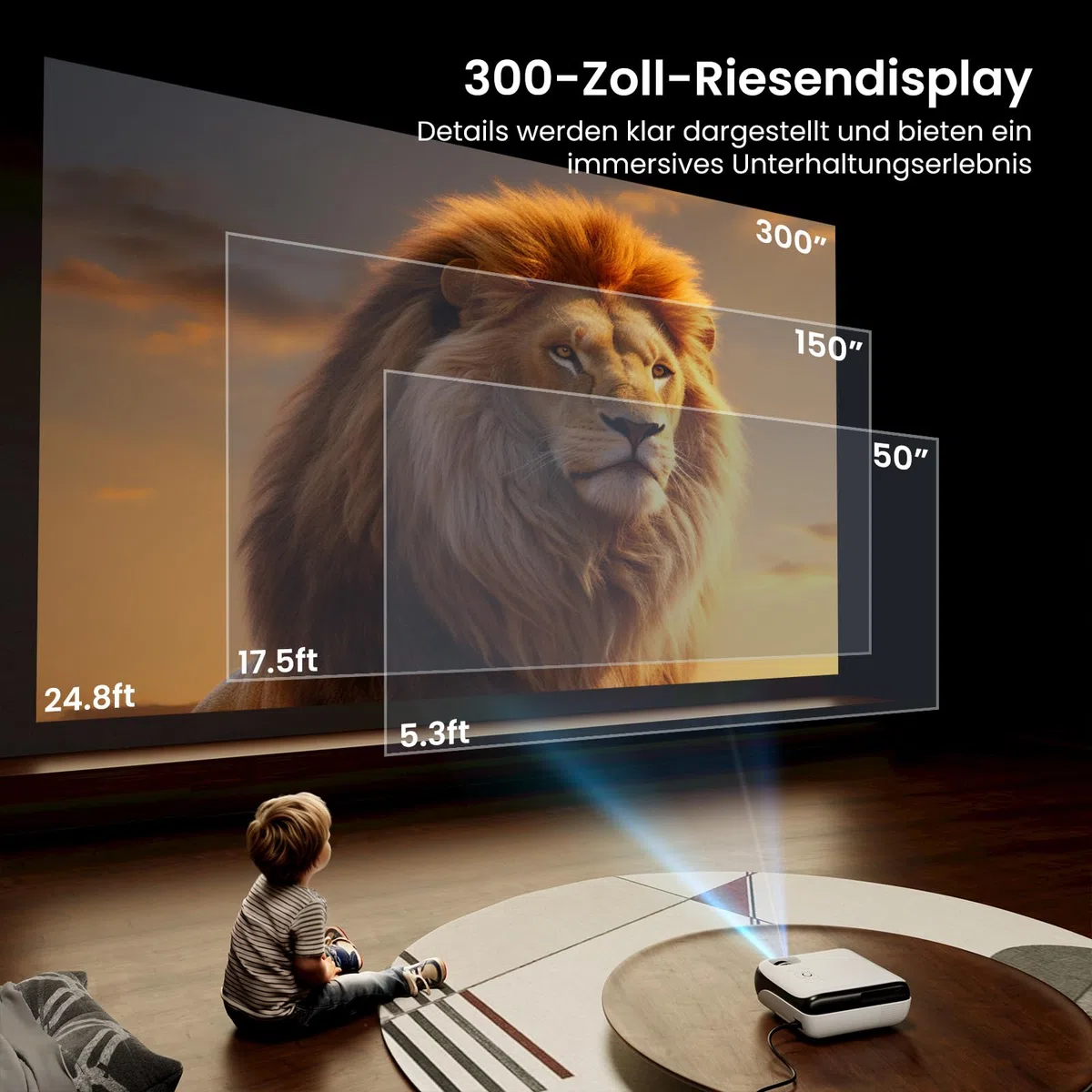Google TV Smart Beamer 4k HAPPRUN 25000L Full HD Heimkino Dolby Audio Wi-Fi Bluetooth 300" Projektor