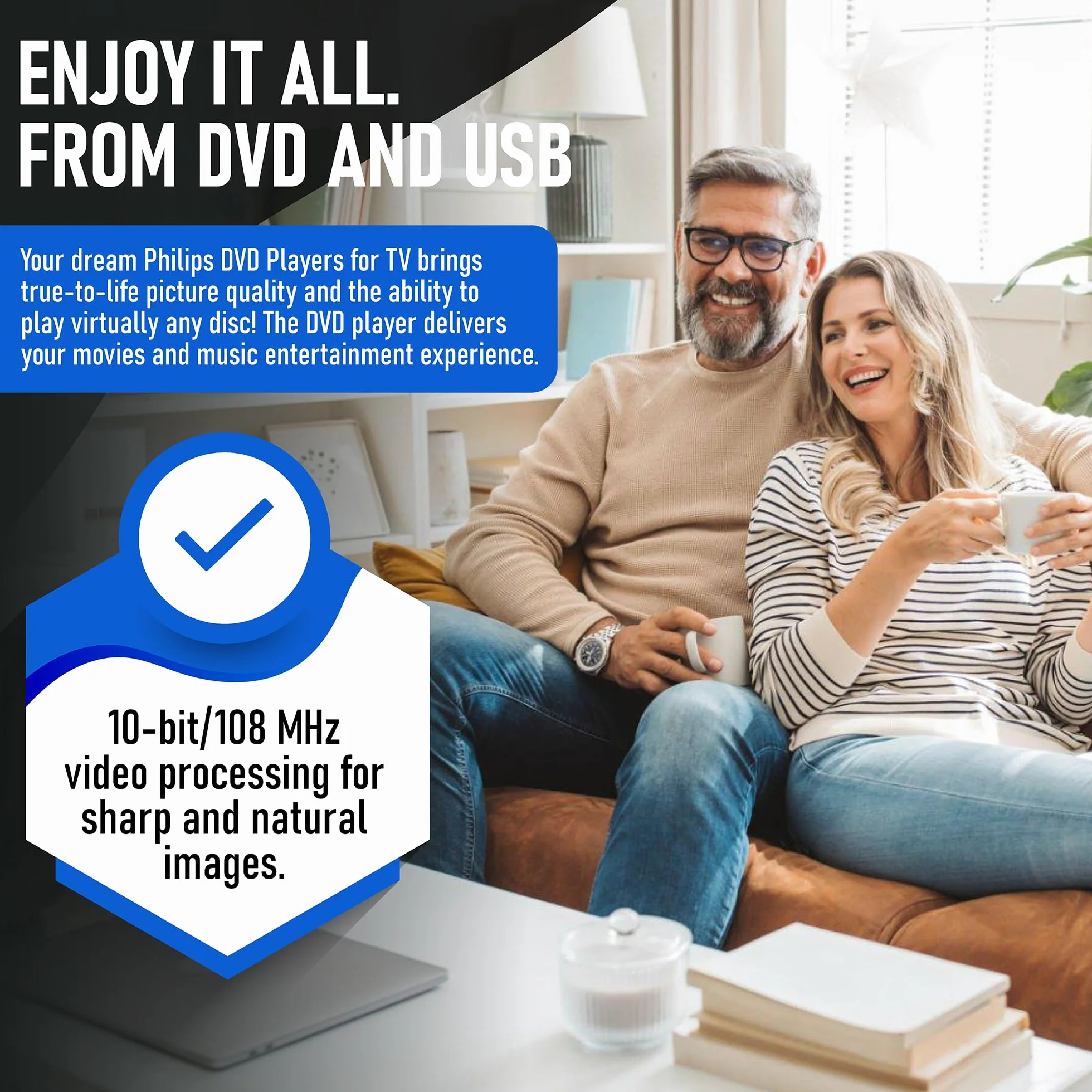 Philips DVD-Player für Fernseher mit HDMI-Anschluss 1080P All Region HD DVD Player für Smart TV USB-Eingang Fernbedienungsgerät Mini DVD CD Player für Heim-Stereoanlage HDMI- und Cinch-Kabel im