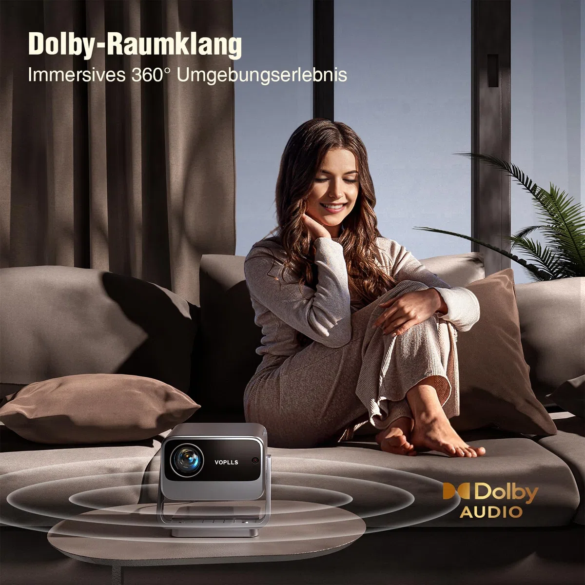 VOPLLS Smart Beamer 4K 35000L Autofokus Trapezkorrektur Full HD 1080P WiFi6 Bluetooth Videoprojektor