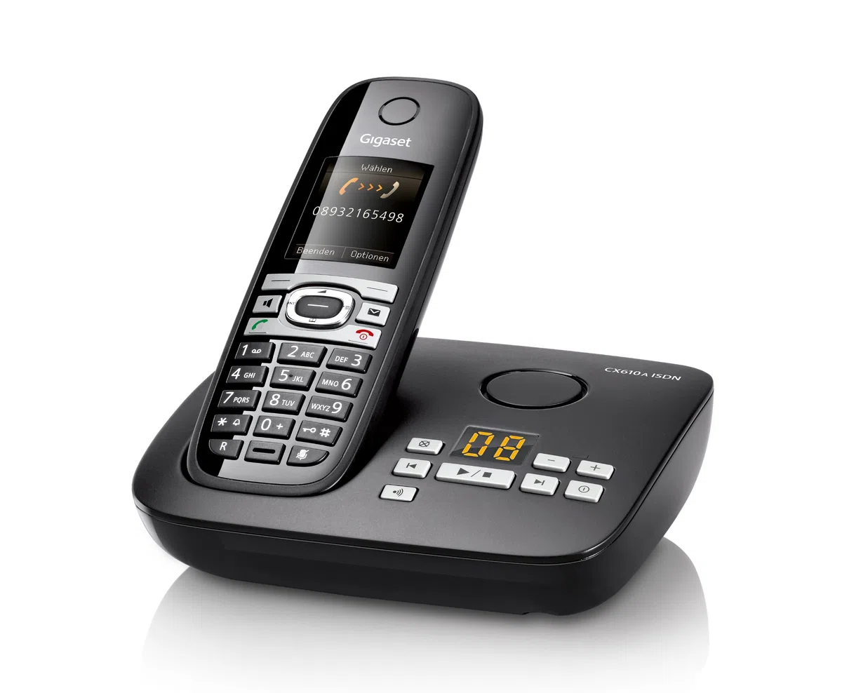 Gigaset CX610A ISDN Dect-Schnurlostelefon mit Anrufbeantworter für den ISDN Anschluß, Babyphonefunktion, schwarz