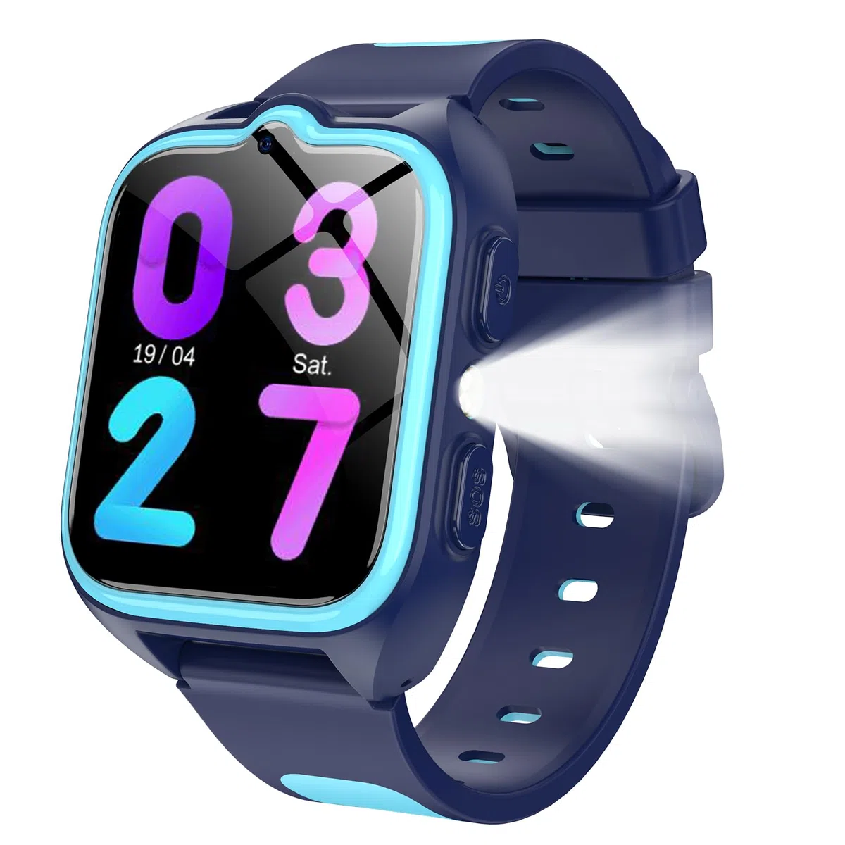 IOWODO Smartwatch Kinder mit GPS, 4G-Anruffunktion & SOS-Notruf, 800mAh Akku, Wasserdicht IP67, Schulmodus