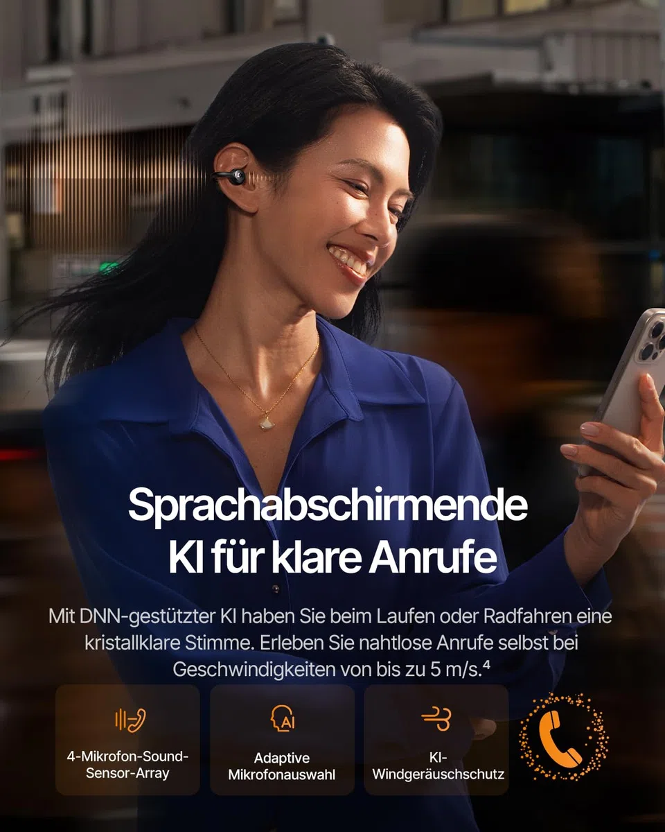 Baseus Inspire XC1 Open-ear Kopfhörer, Sound by Bose, Cloud-Komfort Open Earbuds mit Dolby Audio | Hi-Res | Hybride 2-Wege-Treibereinheit | Knowles BA-Tweeter, 40 Std. Spielzeit, IP66, KI-klare Anrufe
