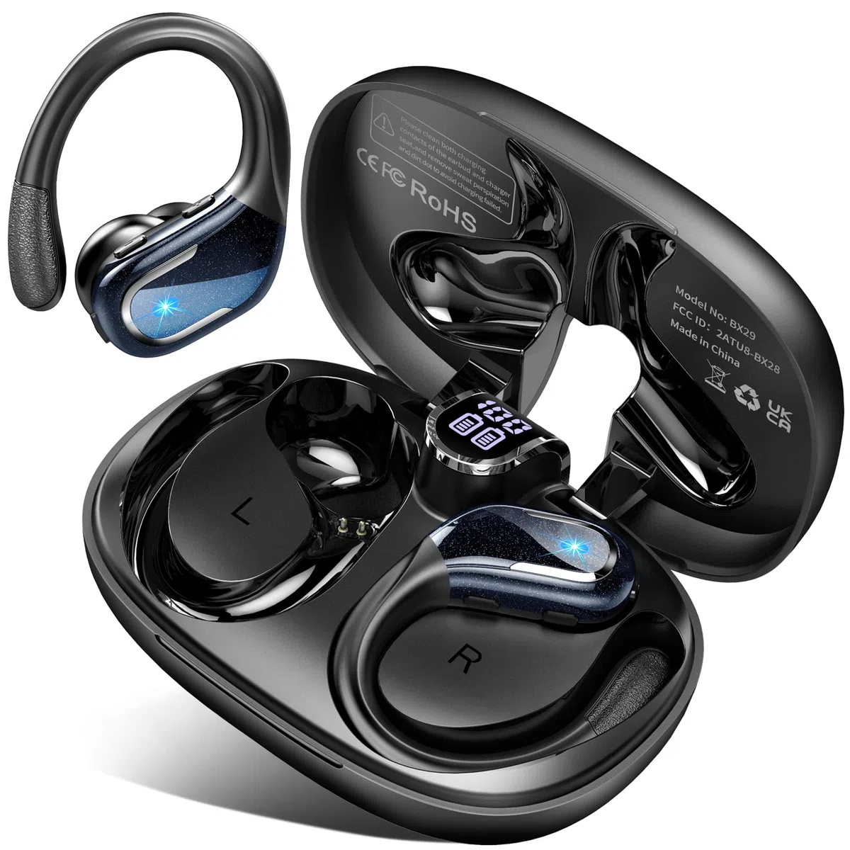 Bluetooth Kopfhörer in Ear Sport, 2024 Kopfhörer Kabellos Bluetooth 5.3 HiFi Stereo, 75 Std Noise Cancelling Wireless Earbuds, Tiefer Bass, LED-Anzeige, IP7 Wasserdicht, USB-C-Schnellladung Ohrhörer
