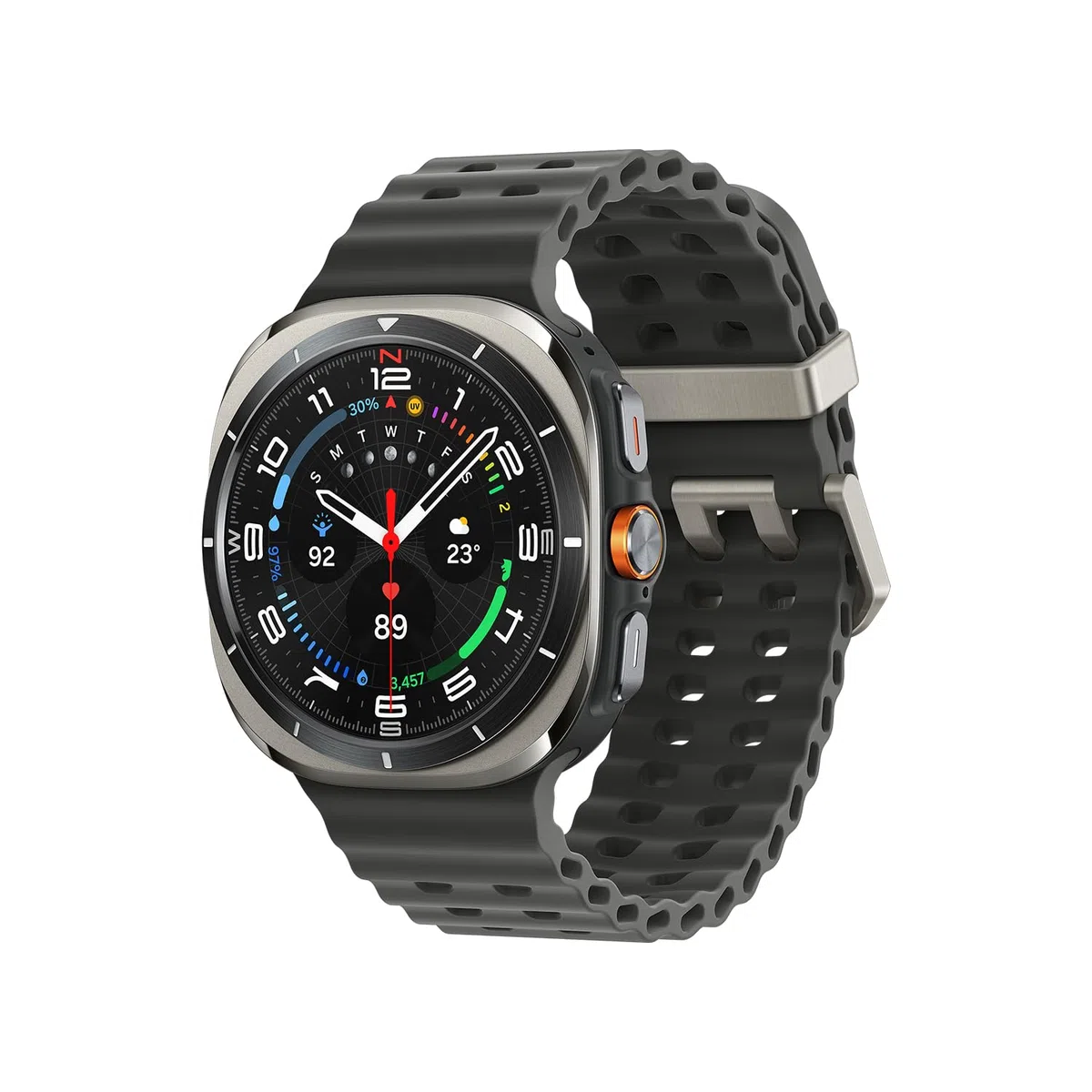 Samsung Galaxy Watch Ultra (2025) Smartwatch mit Galaxy AI, Fitness-Uhr, Marine Band, Titan-Gehäuse, Dual-GPS, 64 GB, 47 mm, LTE, Titanium Silver