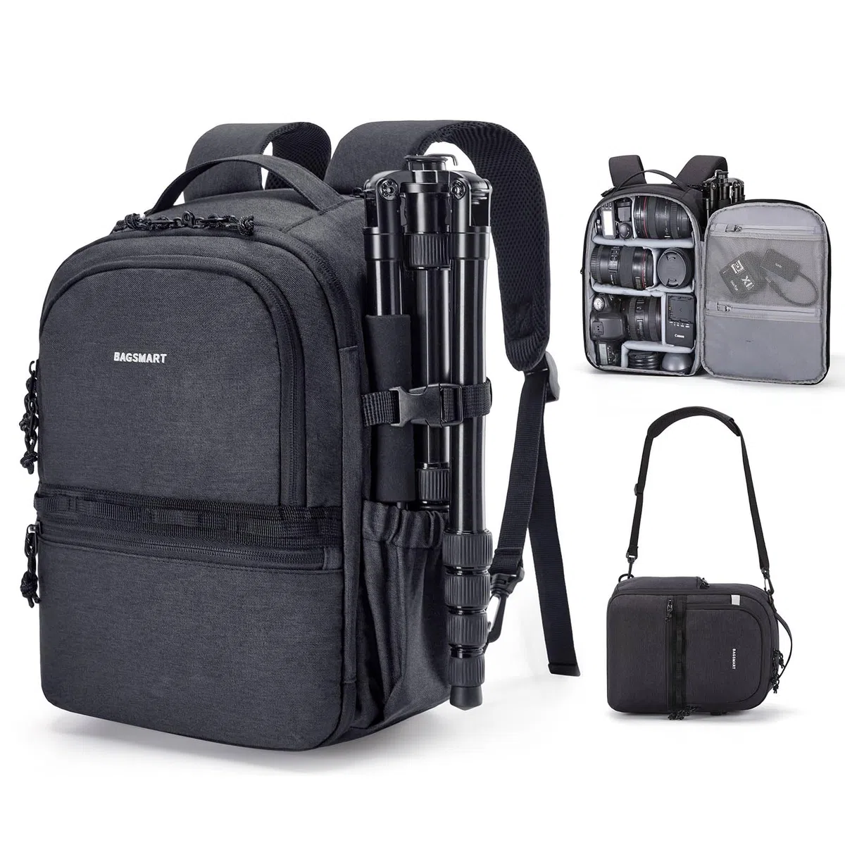 BAGSMART Kamerarucksack,DSLR SLR Klein Kameratasche für Fotografen Kompatibel,Schultergurt 2-in-1 Reiserucksack Passend für 12.9" iPad,für Sony,Canon,Nikon