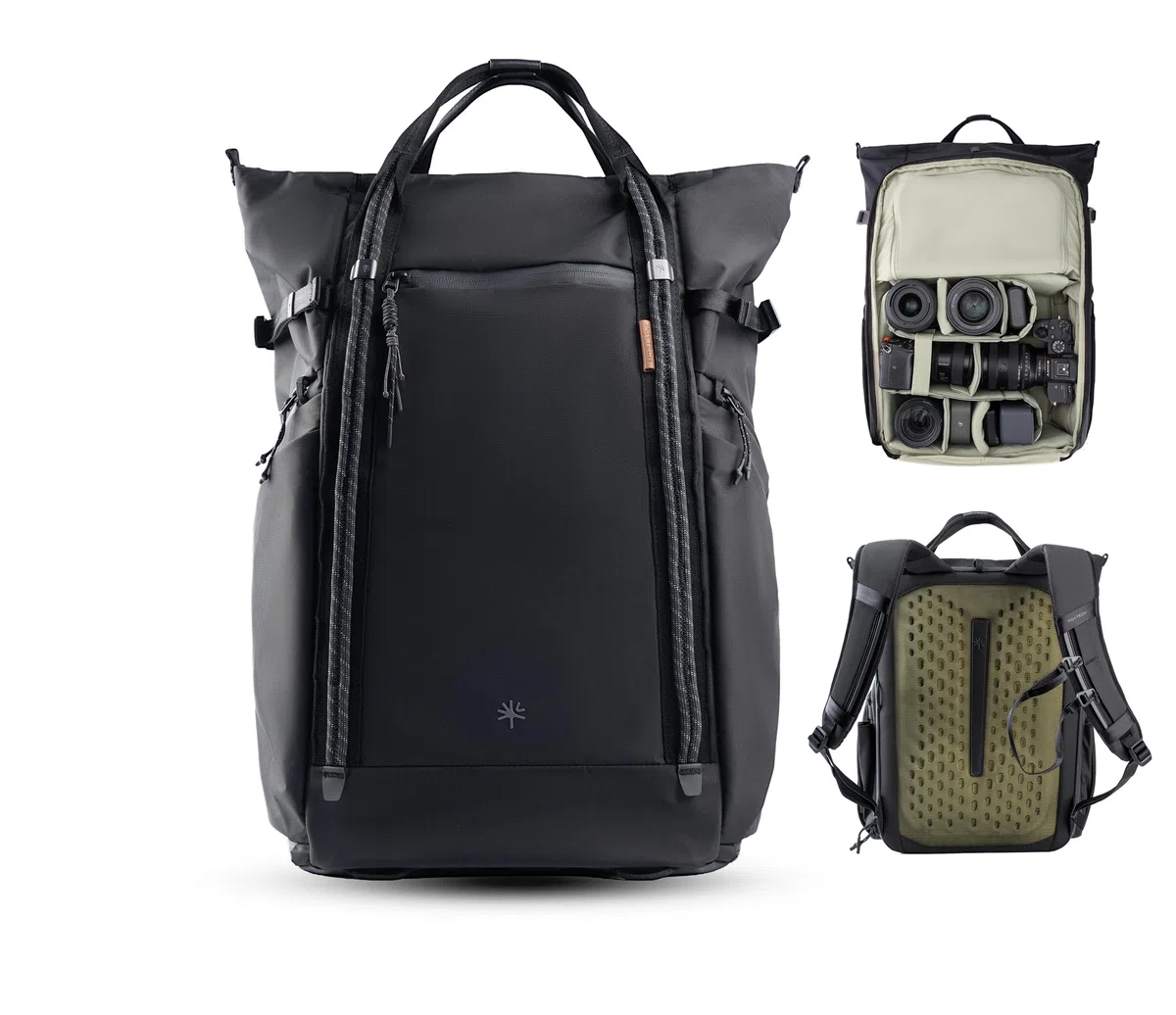 PGYTECH OneGo Roamer Kamerarucksack 25L, Wasserabweisender Casual Tote-Rucksack mit Zwei Tragearten, für DSLR/Spiegellose Kameras, DJI Mavic Drohne, 16" MacBook Pro, Stativhalter (Schwarz)