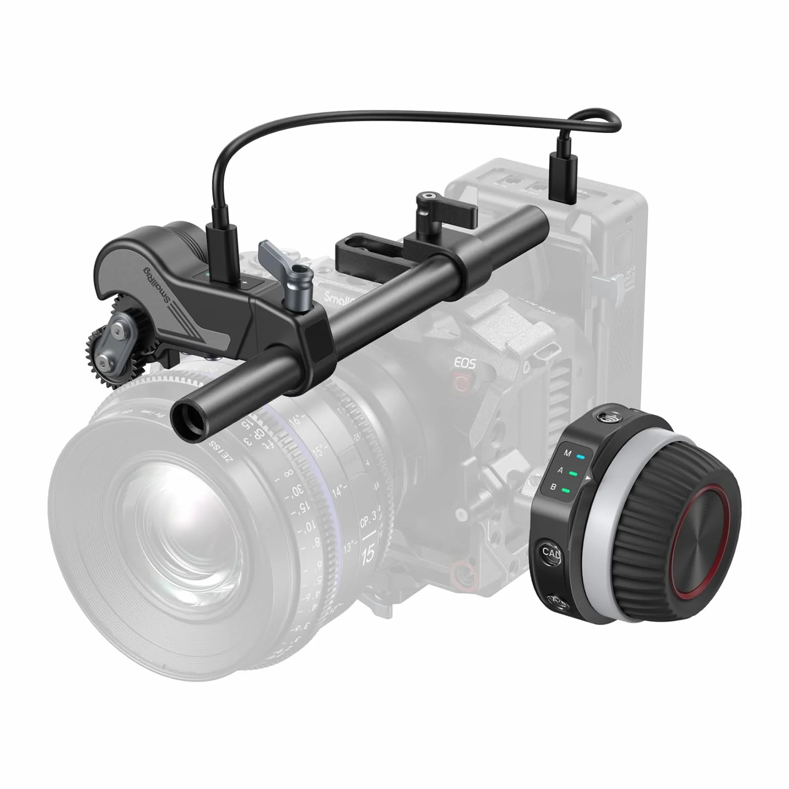 SMALLRIG Wireless Follow Focus Kit (Lite) mit Handrad-Controller und Empfängermotor, A/B-Anschlägen und 15-mm-Stangenklemme, kompaktes Design, weitgehend kompatibel mit Kino – 4296B