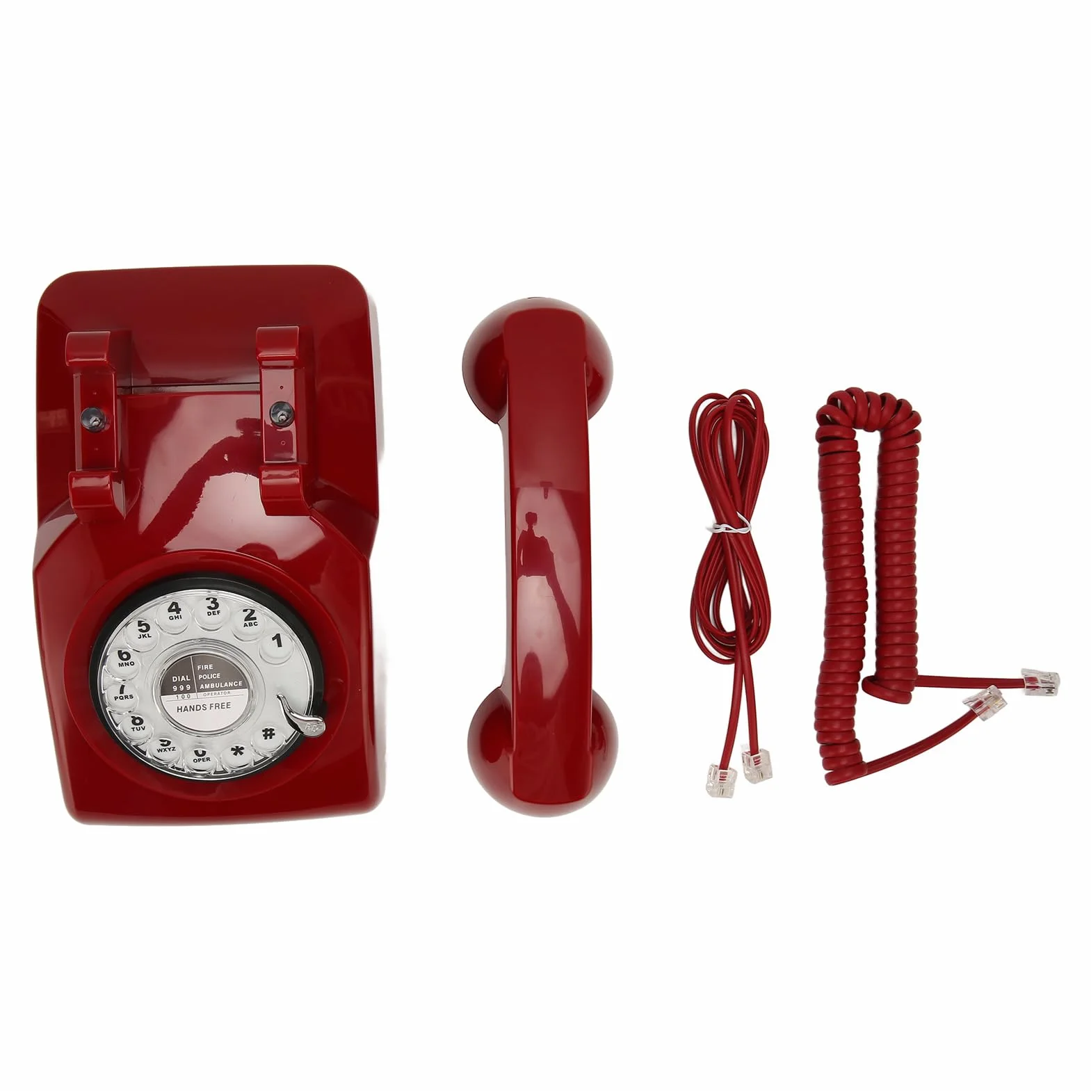 Wählscheibentelefon, Antikes Vintage-Festnetztelefon, mit Mechanischem Klingelton, Anrufbeantworter und Anrufer-ID, für Heimdekoration, Büro, Schreibtisch (Rot)