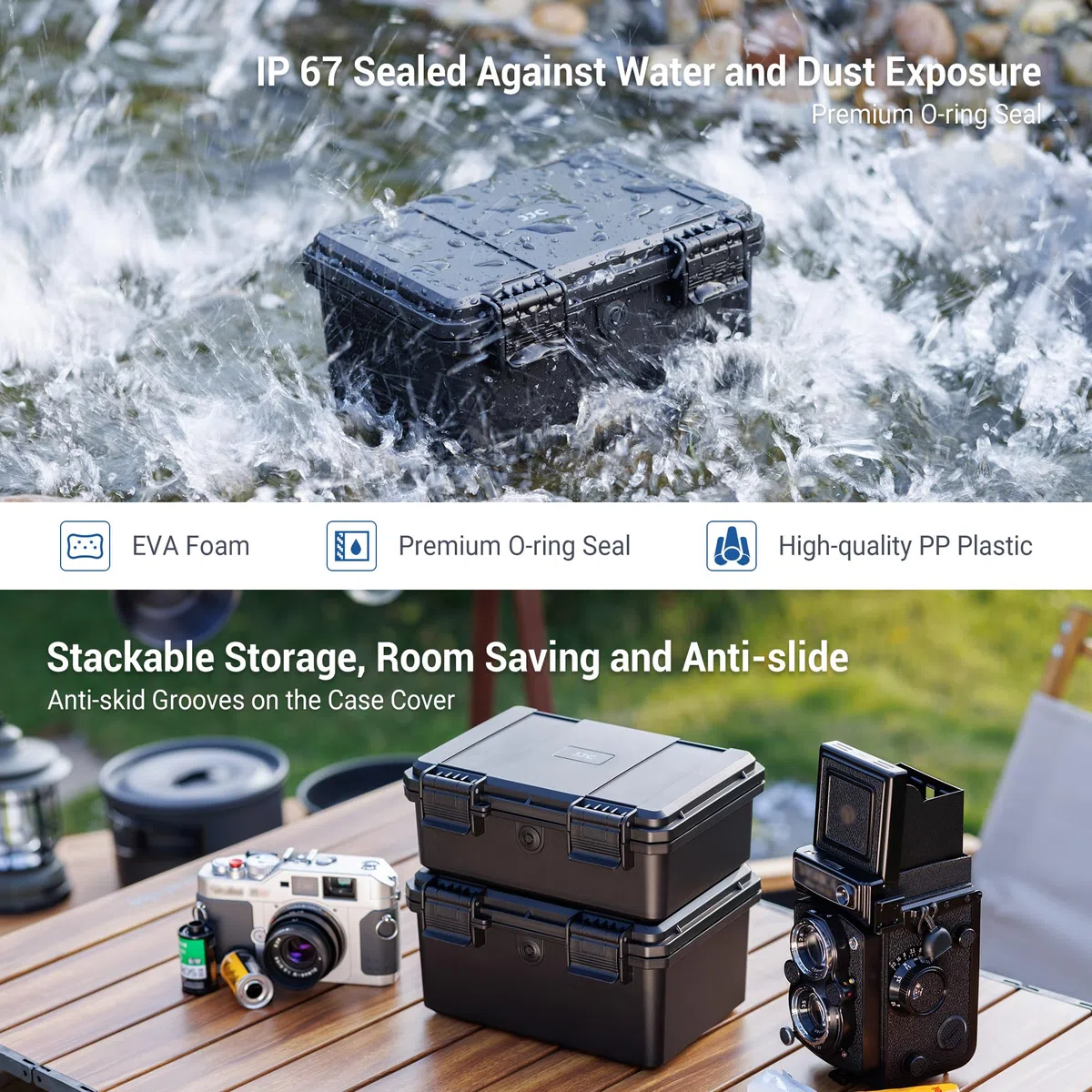Harte stabile 120 Film Case,IP67 wasserdichte Film Kamera Behälter für 15 Rollen 120 Negativ Film,Anti-Schock Lichtversiegelte Negative Film Organizer Aufbewahrungsbox für Reisen(kein Film enthalten)