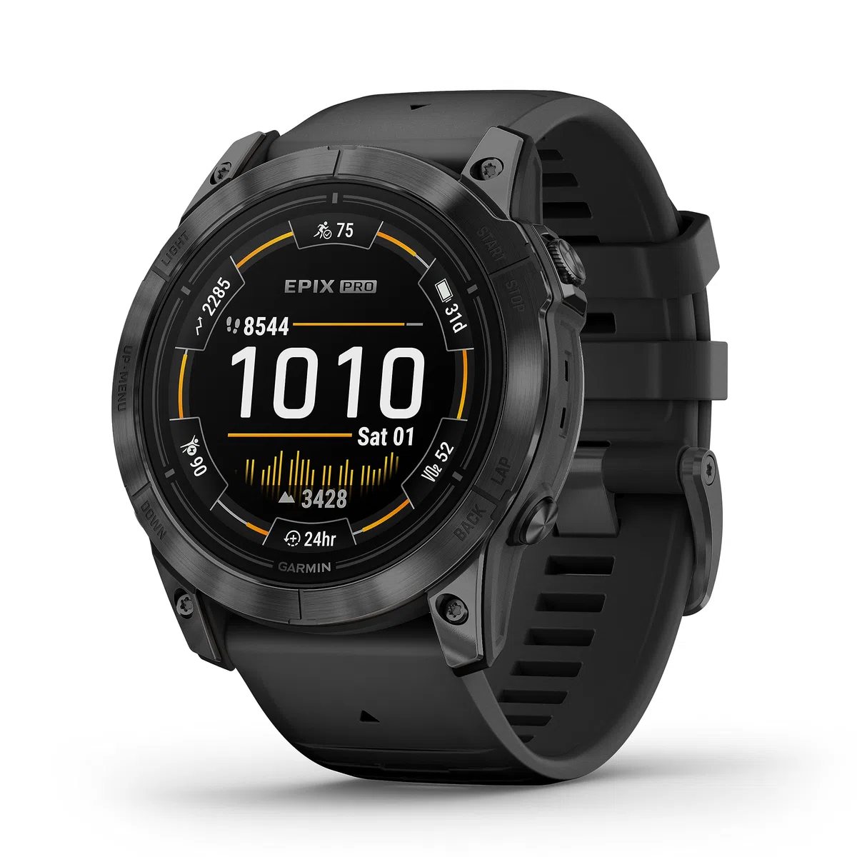Garmin Epix Pro, 51 mm, GPS-Multisport-Smartwatch, Schwarz/Schiefergrau | AMOLED Display, bis zu 31 Tage Akkulaufzeit, LED-Taschenlampe, 80+ Sport-Apps, internationale Topokarten, Silikonarmband