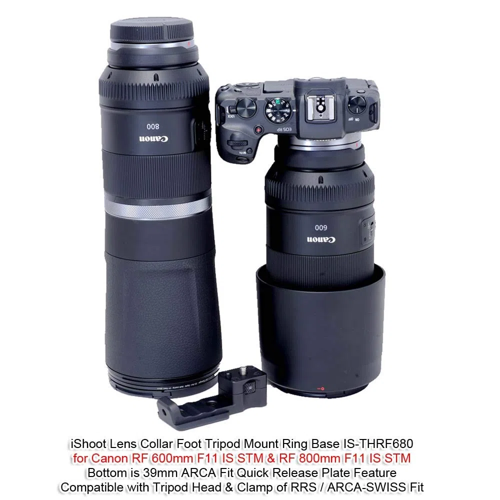 iShoot Objektivkragen Ersatzfuß-Stativhalterung Ringständer kompatibel mit Canon RF 600 mm F11 IS STM und Canon RF 800 mm F11 IS STM, Objektivstützhalterung mit Arca Fit Schwalbenschwanz