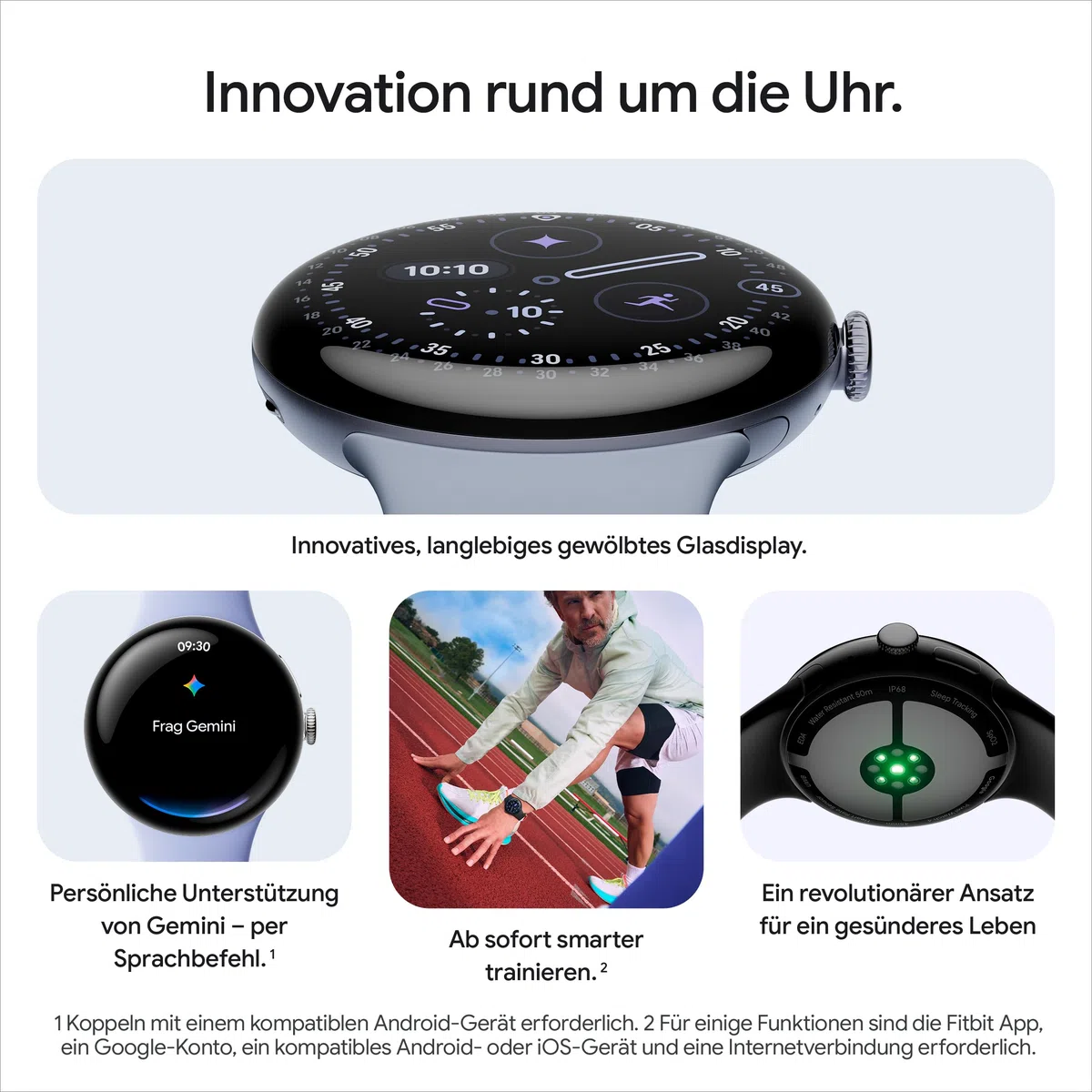 Google Pixel Watch 4 (45 mm) Android-Smartwatch Aluminiumgehäuse Satin Moonstone Sportarmband Moonstone WLAN