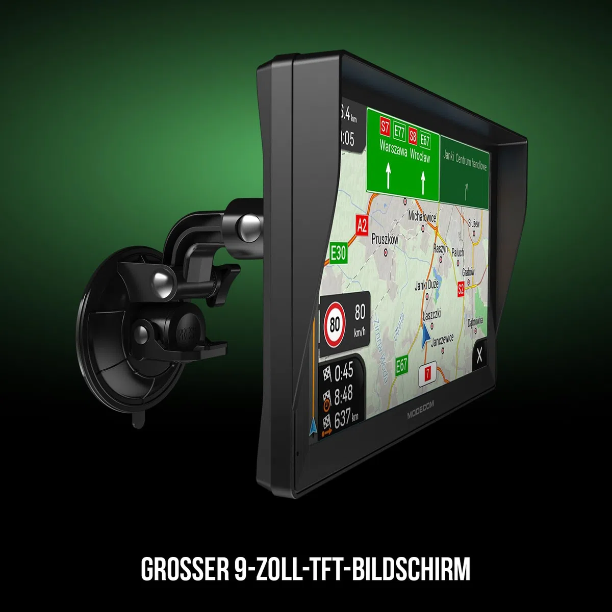 MODECOM Freeway CX 9.3 Plus | LKW & PKW Navigationsgerät | 9 Zoll Display | iGO Truck Software Europa | GPS Routenplaner für LKW & Transporter | Jährliches Kartenupdate