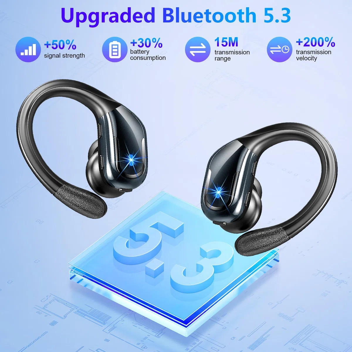 Bluetooth Kopfhörer in Ear Sport, 2024 Kopfhörer Kabellos Bluetooth 5.3 HiFi Stereo, 75 Std Noise Cancelling Wireless Earbuds, Tiefer Bass, LED-Anzeige, IP7 Wasserdicht, USB-C-Schnellladung Ohrhörer
