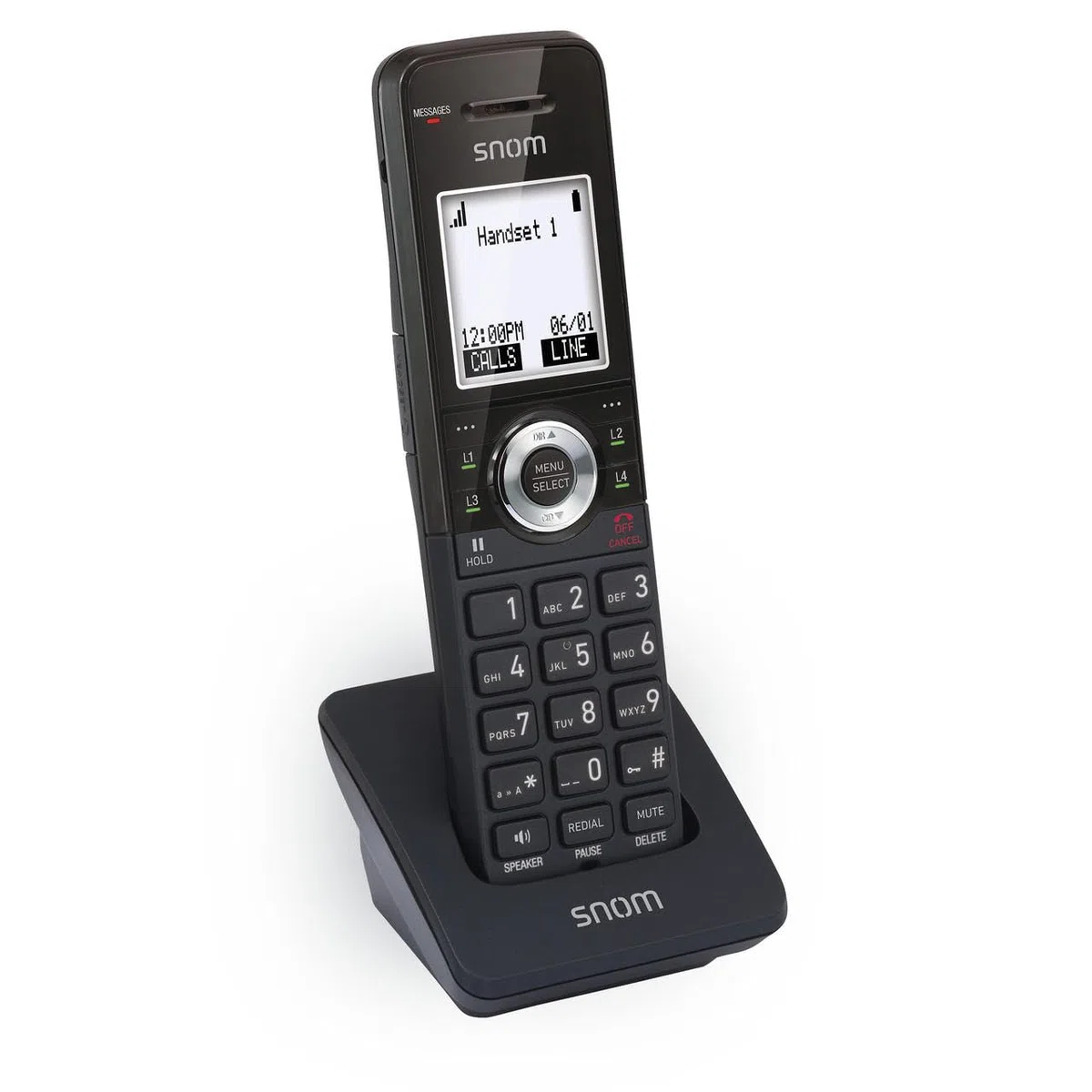 Snom M10 SIP-DECT-Telefon Set mit Basisstation und Mobilteil, beleuchtetes Grafikdisplay, ideal Fuer Homeoffice und kleine Bueros, Schwarz