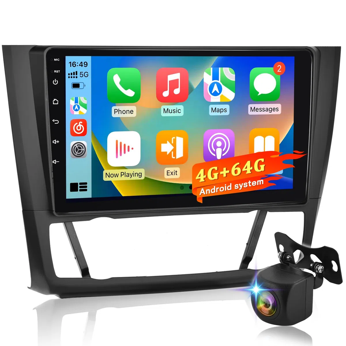 4+64G Android Autoradio für BMW 1er E81 E82 E87 E88 2004-2012, 9 Zoll 2.5D 1280×720 Touchscreen Radio mit Wireless CarPlay & Android Auto, GPS WiFi Bluetooth, DSP Sound + AHD Rückfahrkamera