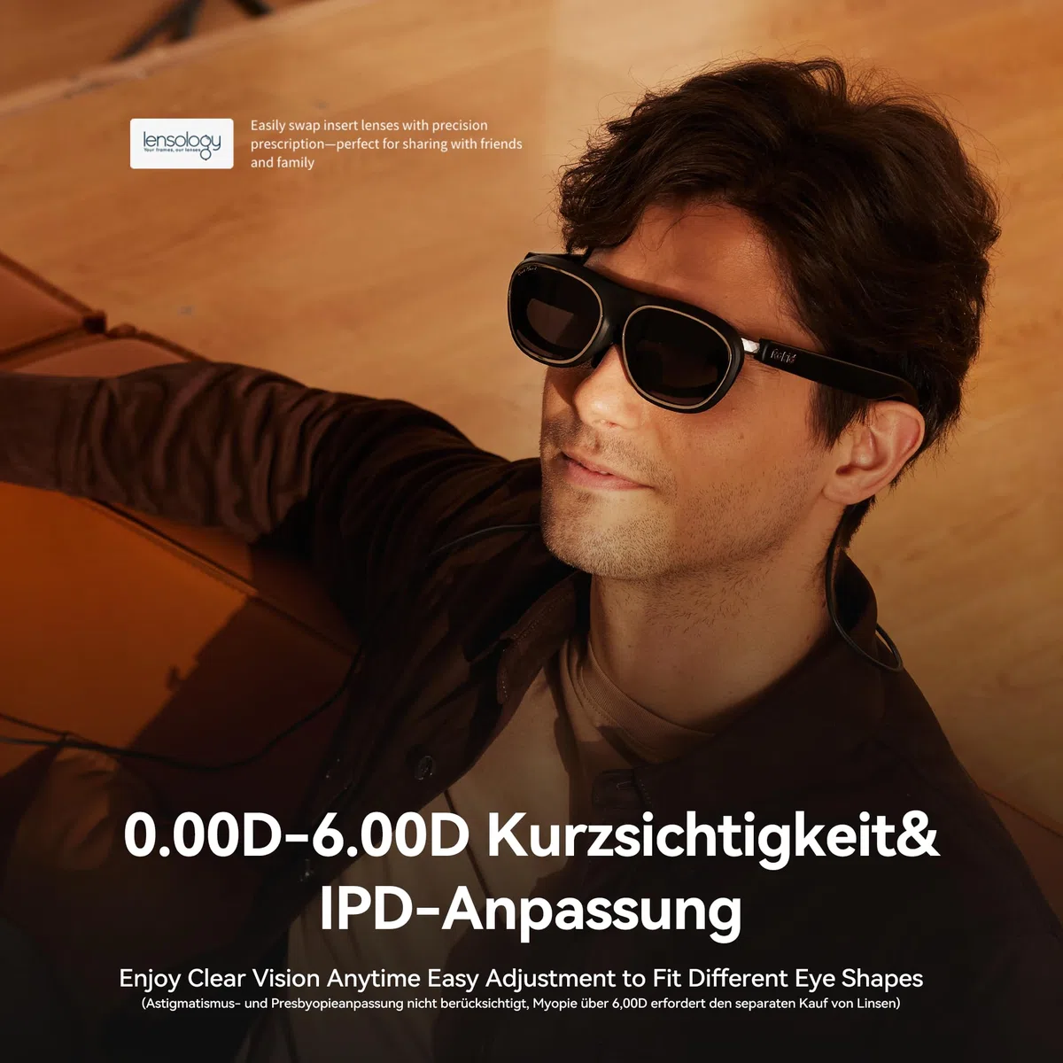 Rokid AR Spatial Schwarz, AR-Brille mit dreifachem Display für räumliches Computing, 150" 50° FOV, 120 Hz, 3DoF, IPD- und 0–600-Dioptrien-Myopie-Korrektur, Zugriff auf Tausende Apps.