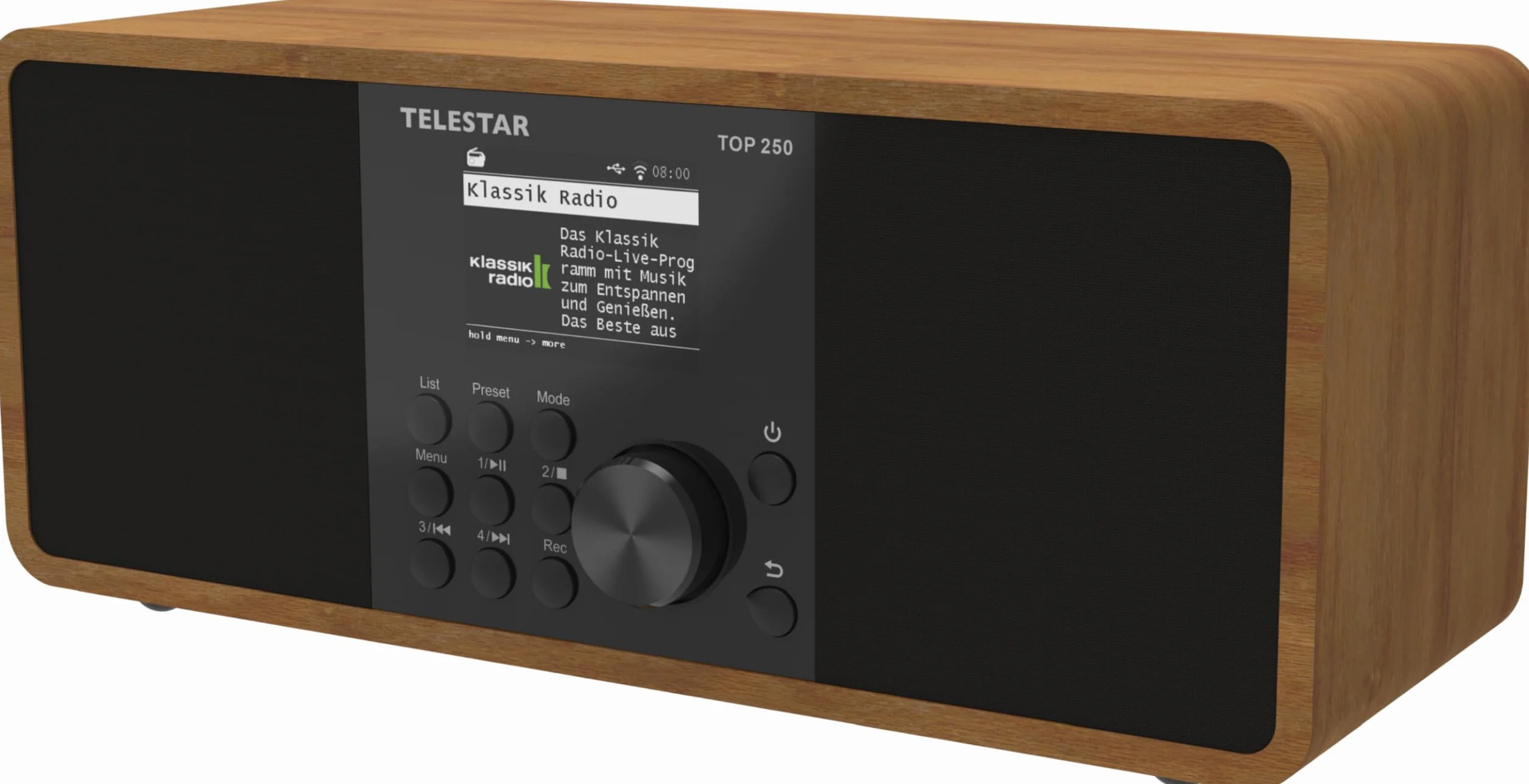 TELESTAR TOP 250 – DAB+/Internetradio, Stereo – Holz | 2 × 10 Watt, Bluetooth Audio-Streaming & Sendefunktion, USB-Aufnahme, Notfallwarnsystem, App-Steuerung