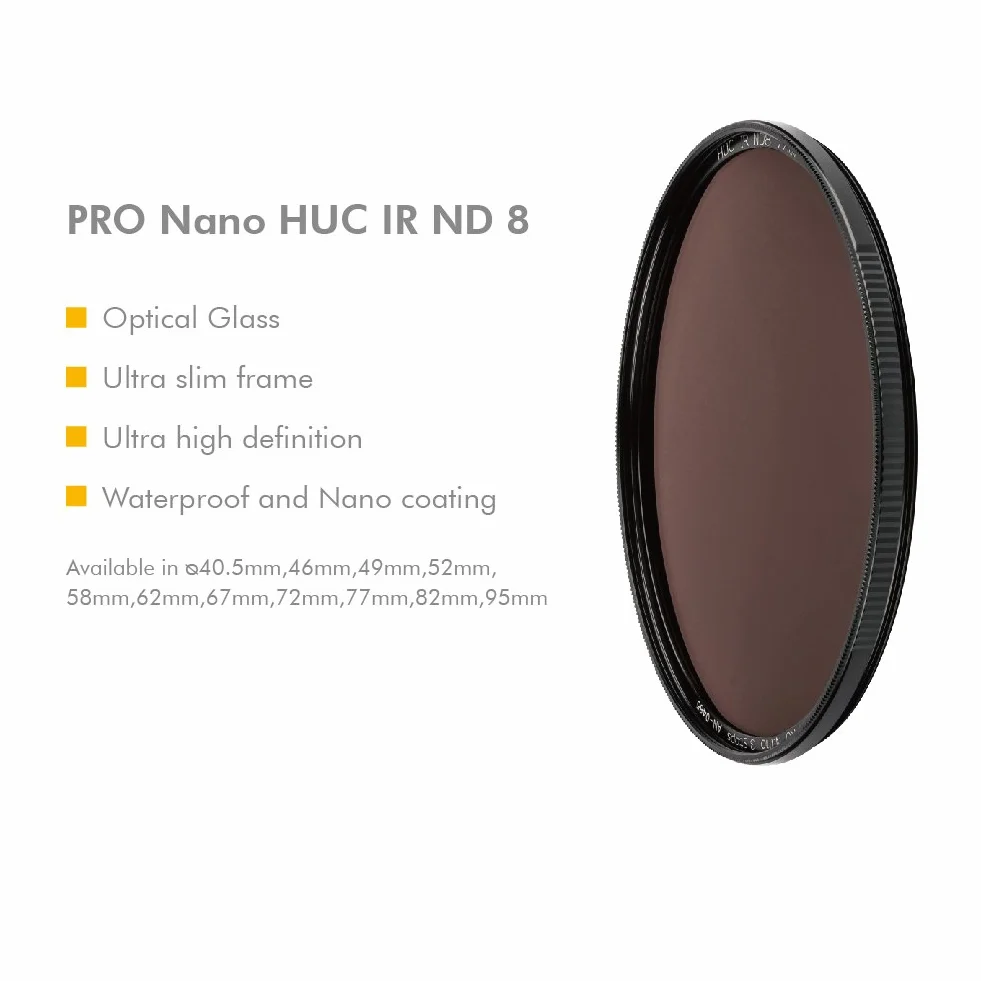 NiSi HUC IR ND8 ND0,9 (3 Blenden) ND Filter 77mm - Neutral Graufilter aus Optisches Glas mit Pro Nano Beschichtung