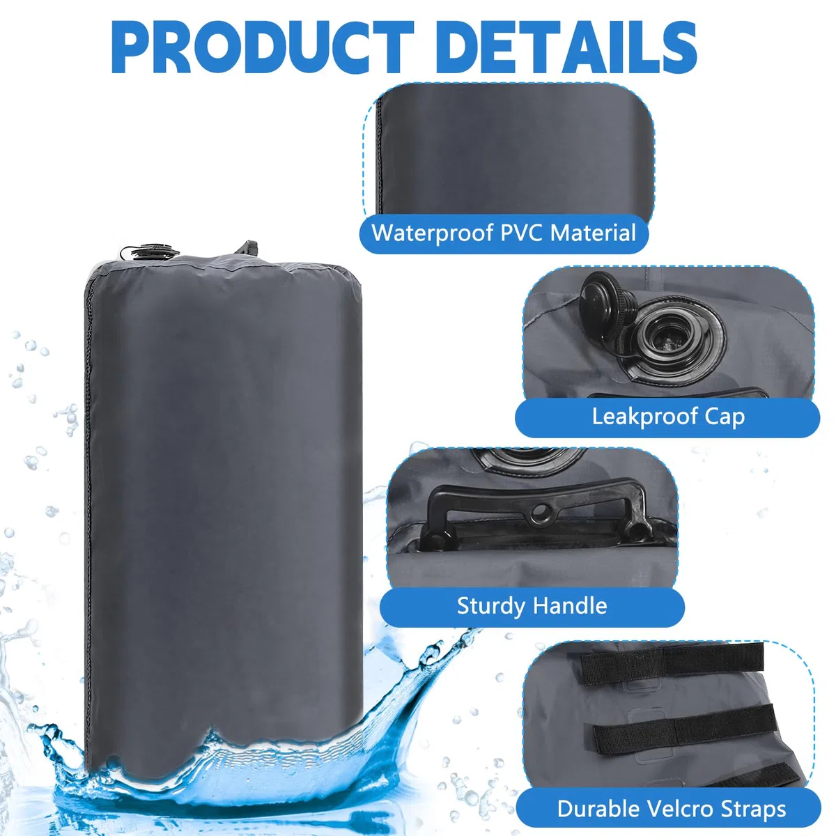 4er Set Wassergewichtstasche 10 Liter 500D Standfuß Sandsäcke Pavillonstandfüße mit Wasser befüllbar Baldachin-Gewichtssack für Outdoor Pavillons Gartenzelte Festzelte (Grau)