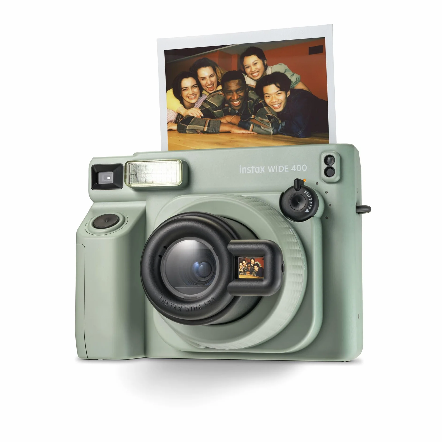 FUJIFILM instax Wide 400 Sofortbildkamera, Analoge Instantkamera, Selbstauslöser, Selfie-Funktion, Retro-Design, Grün