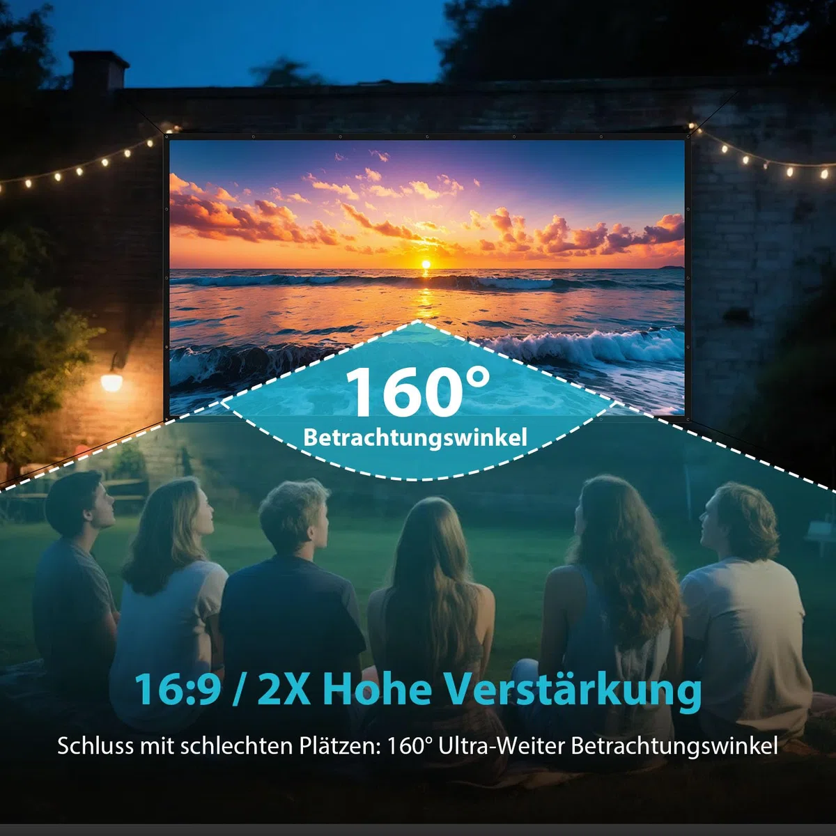 Beamer Leinwand 72 Zoll Outdoor: LEORFI Verbessert Schwarzer Hintergrund Schwarz undurchsichtig - Tragbare Projektionswand Indoor - Projektor Leinwand Faltbar Waschbar für Heimkino - mit Tragetasche