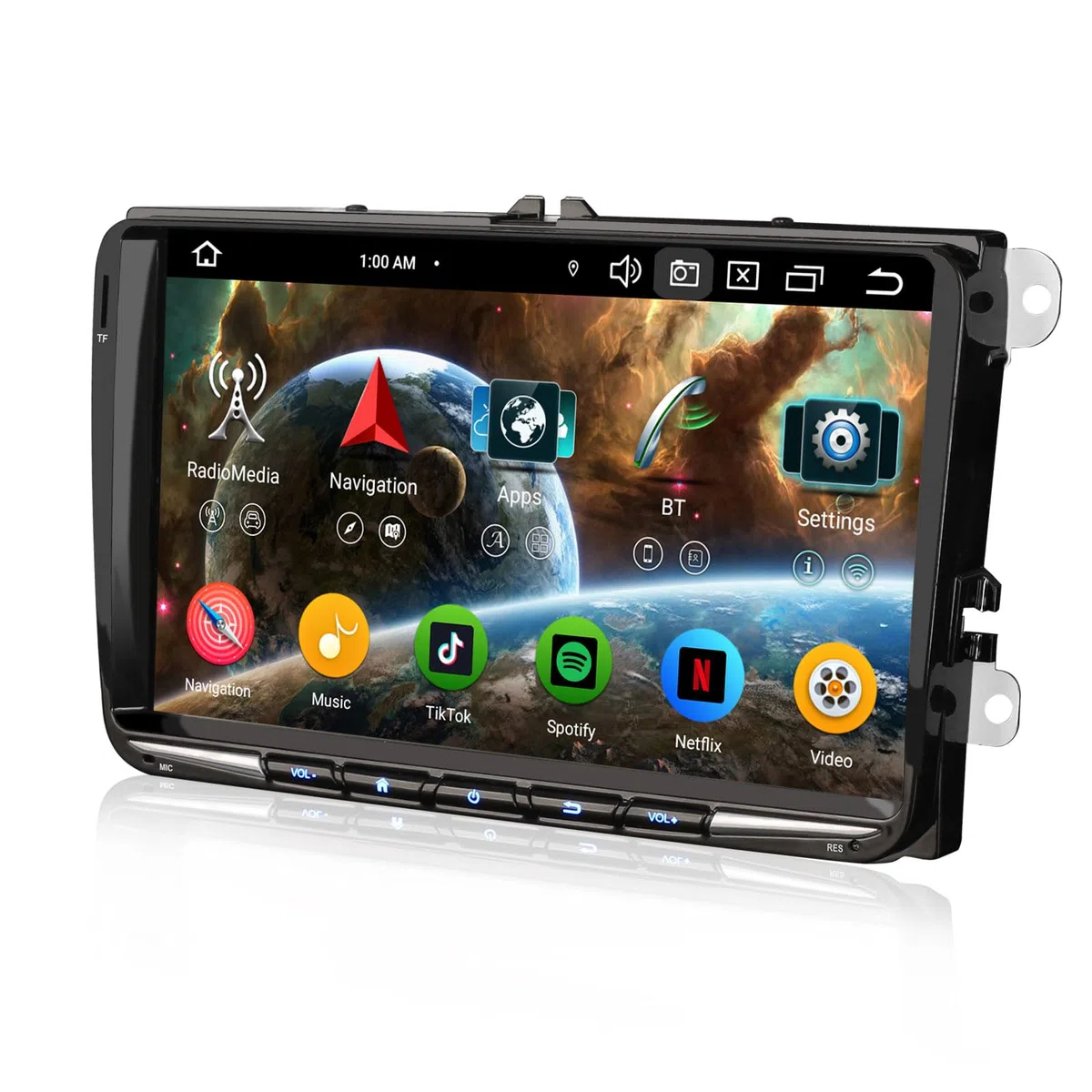 Erisin Android 16 9 Zoll 4GB+64GB 8-Kern Autoradio GPS Navi für VW Polo Passat B6 Golf 5 6 Touran Sharan Skoda Seat Tiguan Jetta T5 Unterstützt Touchscreen CarPlay DAB+ WiFi 4G FM Bluetooth 5.0 A2DP